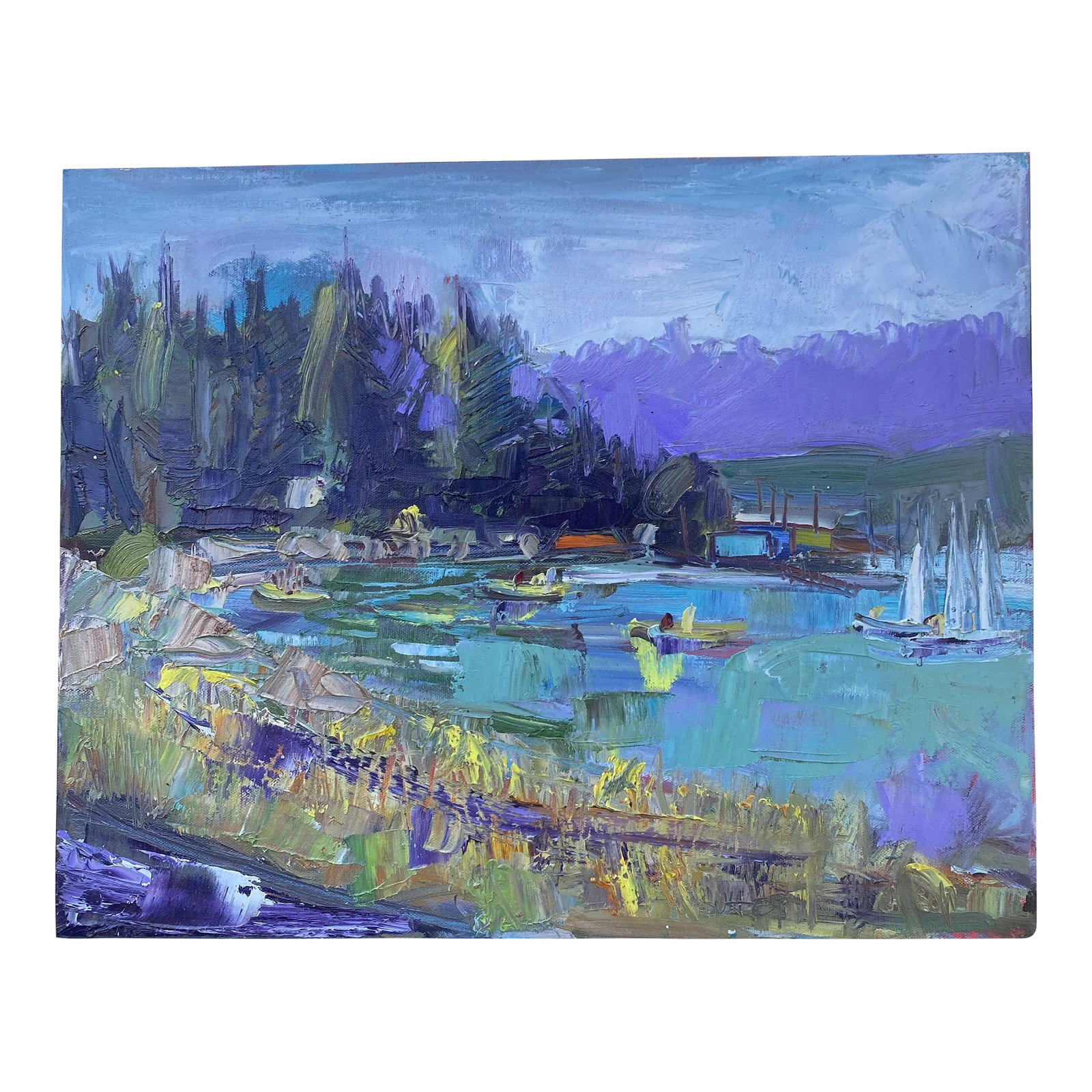 Contemporary Expressionist Coastal Scene Original Oil Painting - 2