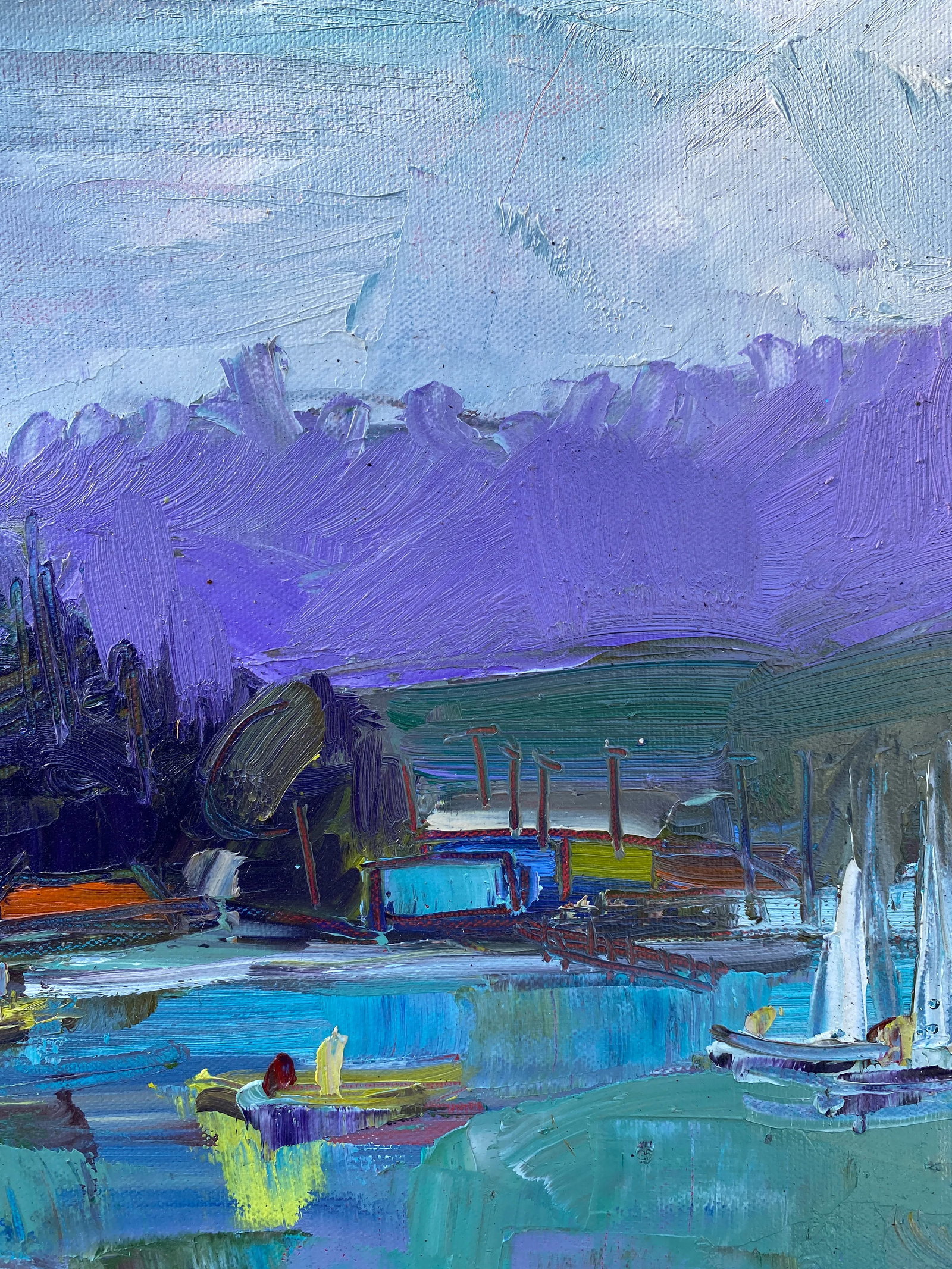 Contemporary Expressionist Coastal Scene Original Oil Painting - 3