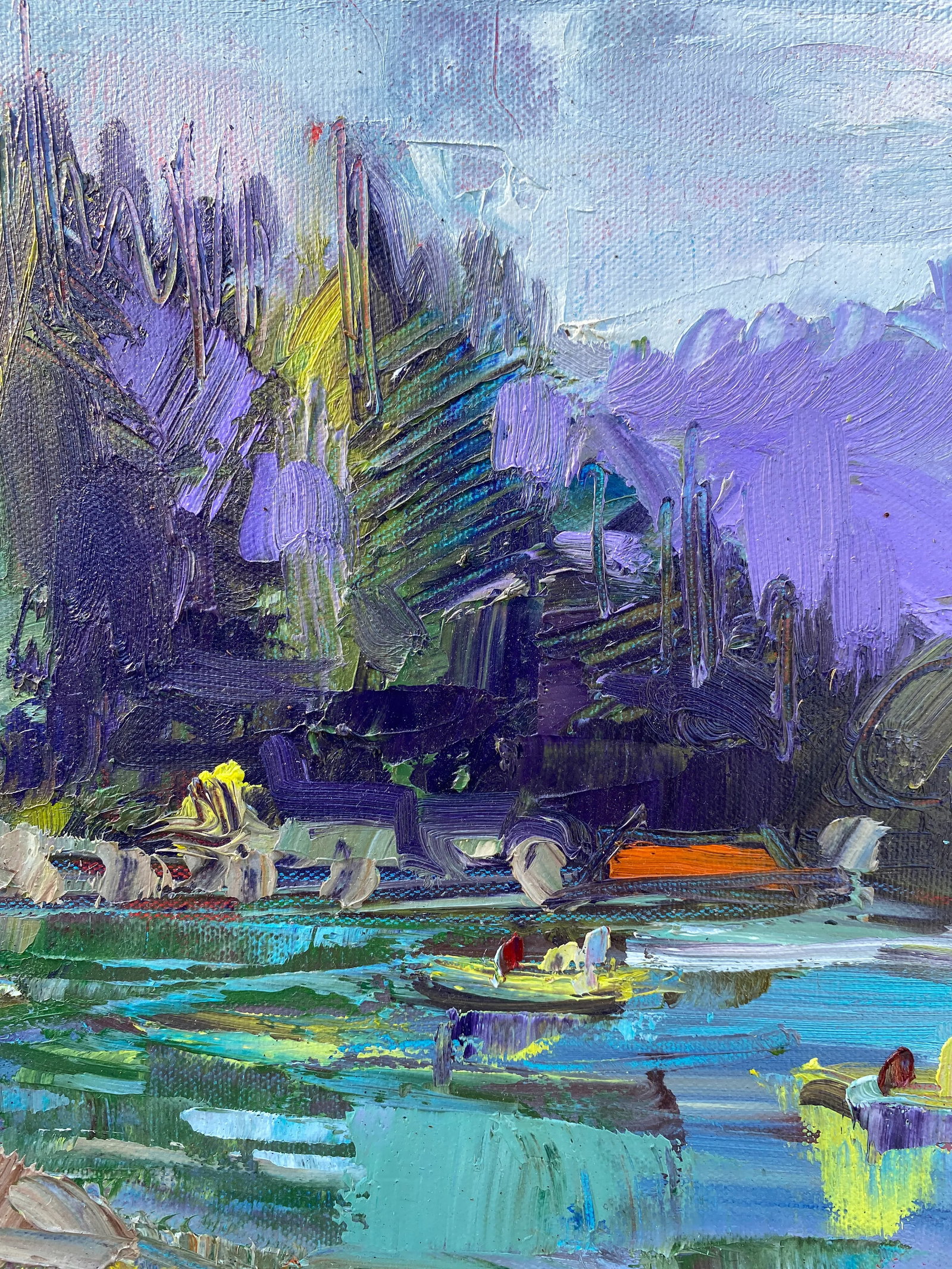 Contemporary Expressionist Coastal Scene Original Oil Painting - 4