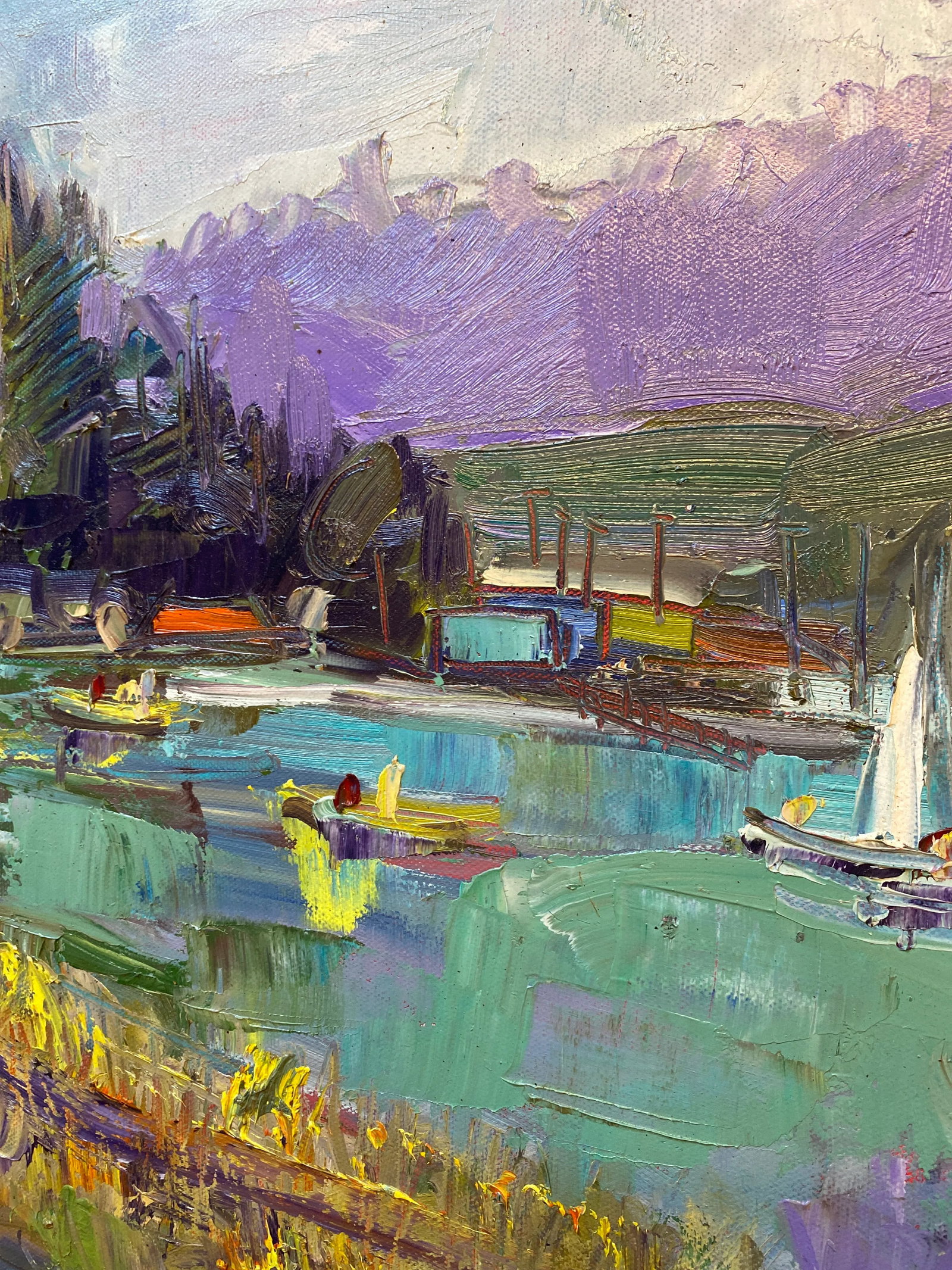 Contemporary Expressionist Coastal Scene Original Oil Painting - 5
