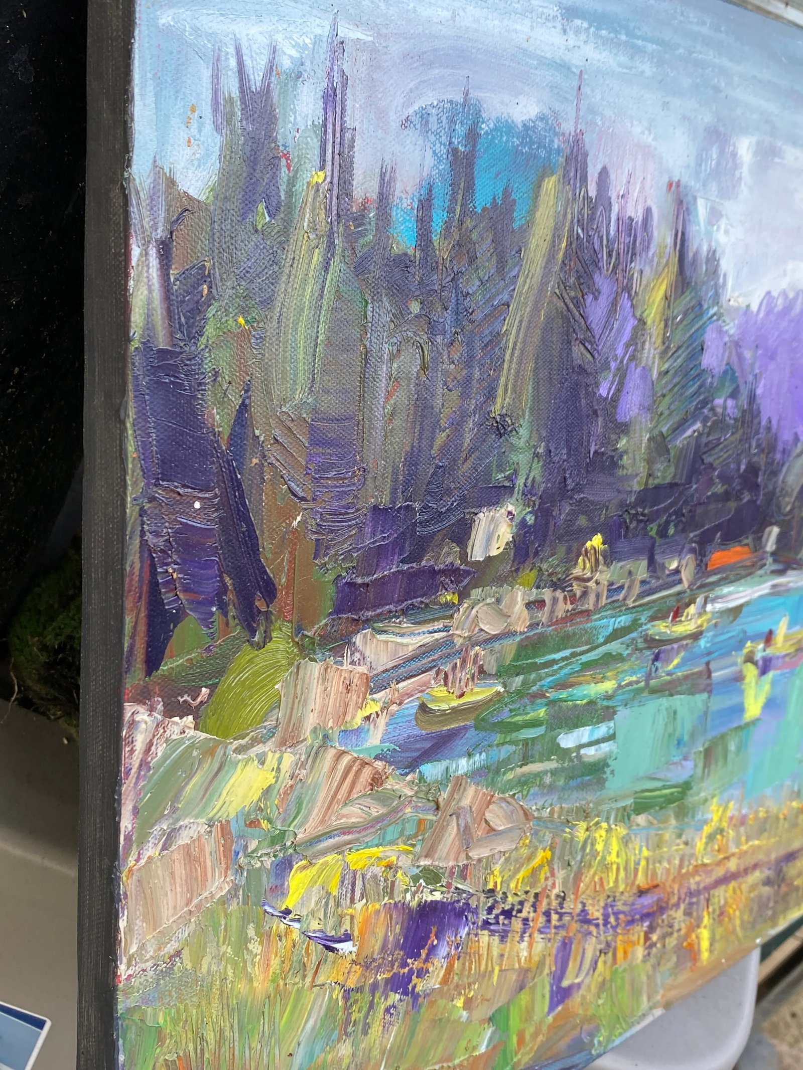 Contemporary Expressionist Coastal Scene Original Oil Painting - 6