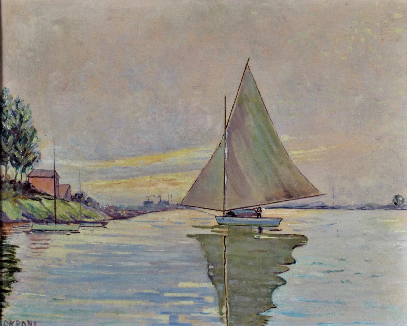Sailboat on the Lake, Circa 1940 - 2