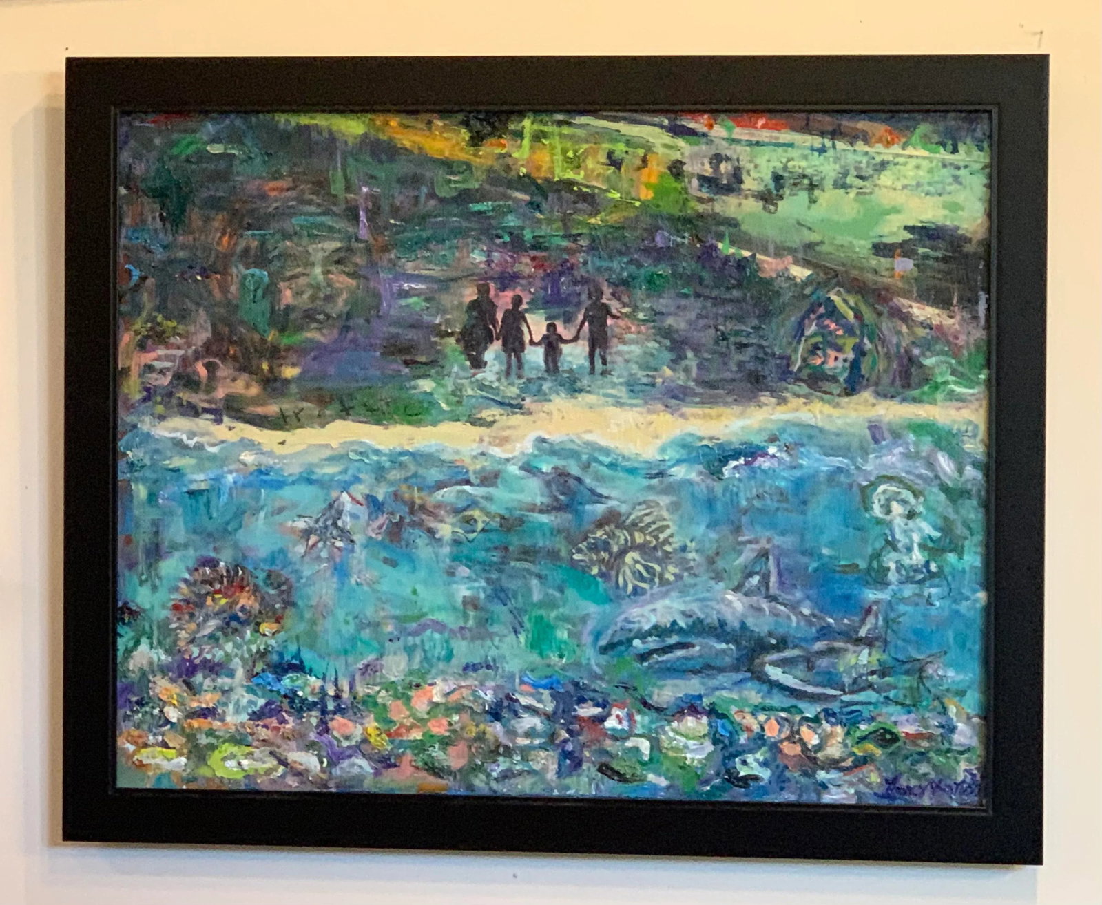 Contemporary, Abstract, Figurative Oil Painting, Ocean Beach Scene - 2