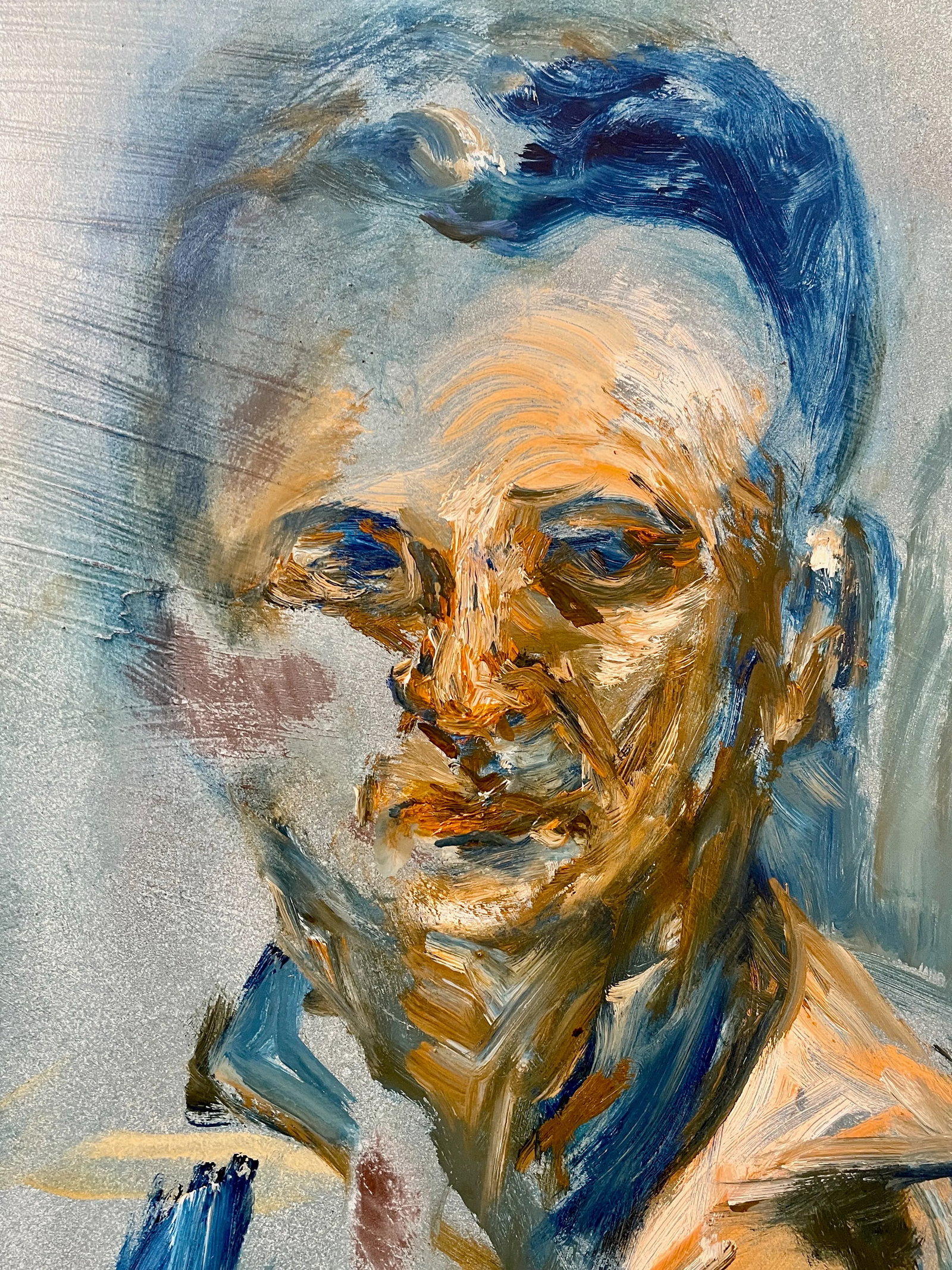 1960s "Lawmaker" Expressionist Original Portrait Oil Painting of a Man by Myrtle Posner, Framed - 2
