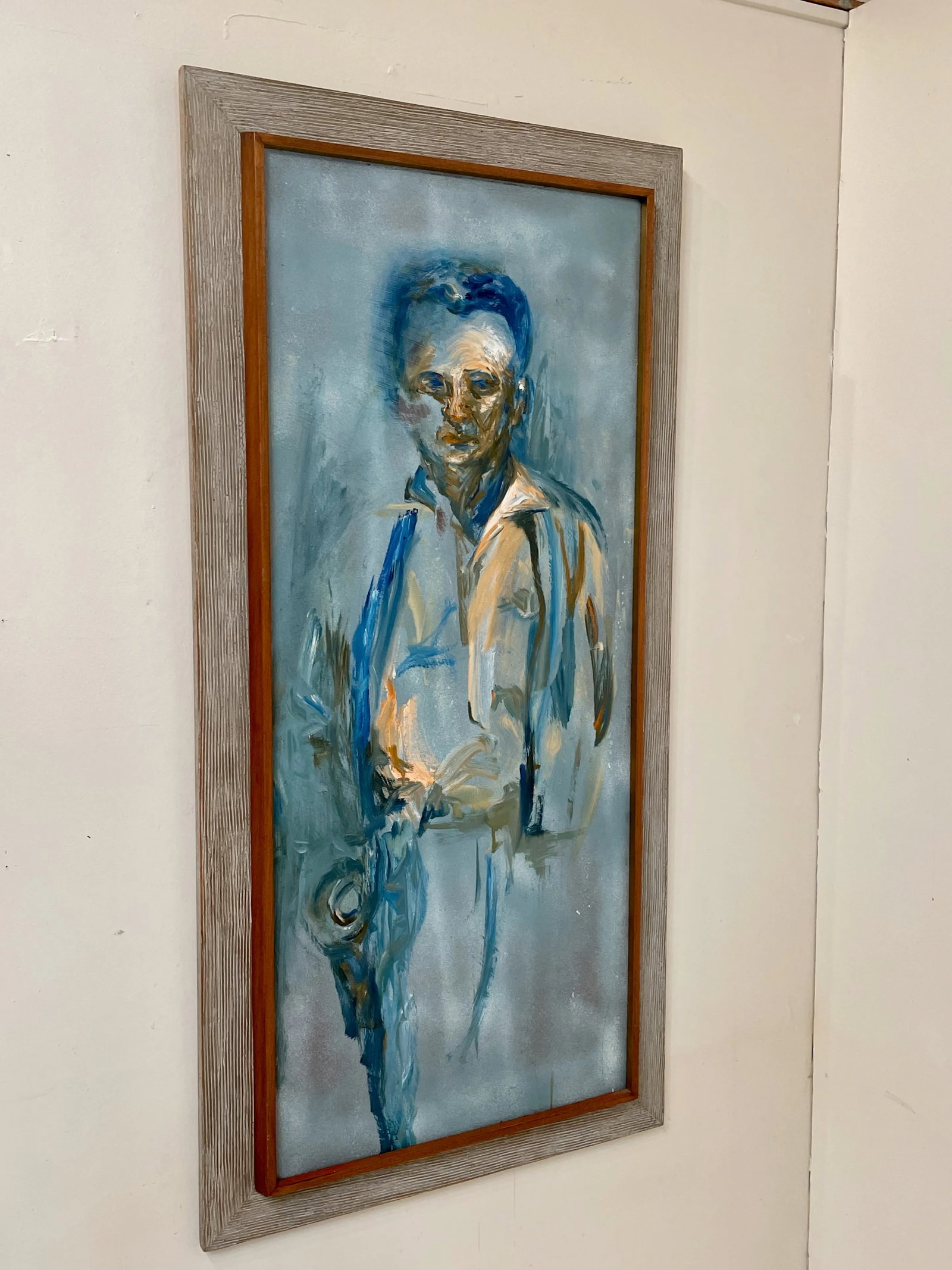 1960s "Lawmaker" Expressionist Original Portrait Oil Painting of a Man by Myrtle Posner, Framed - 3