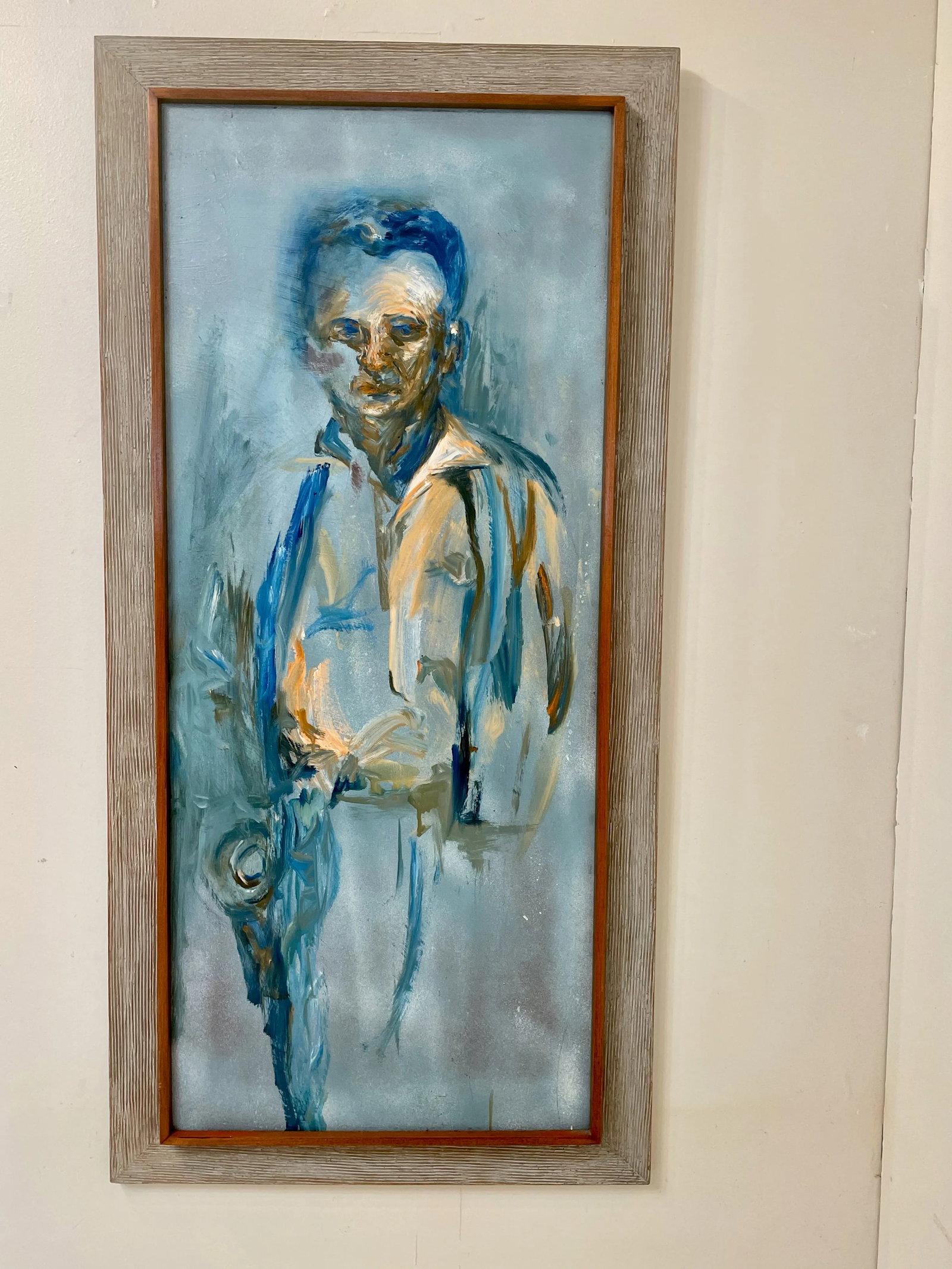 1960s "Lawmaker" Expressionist Original Portrait Oil Painting of a Man by Myrtle Posner, Framed - 4
