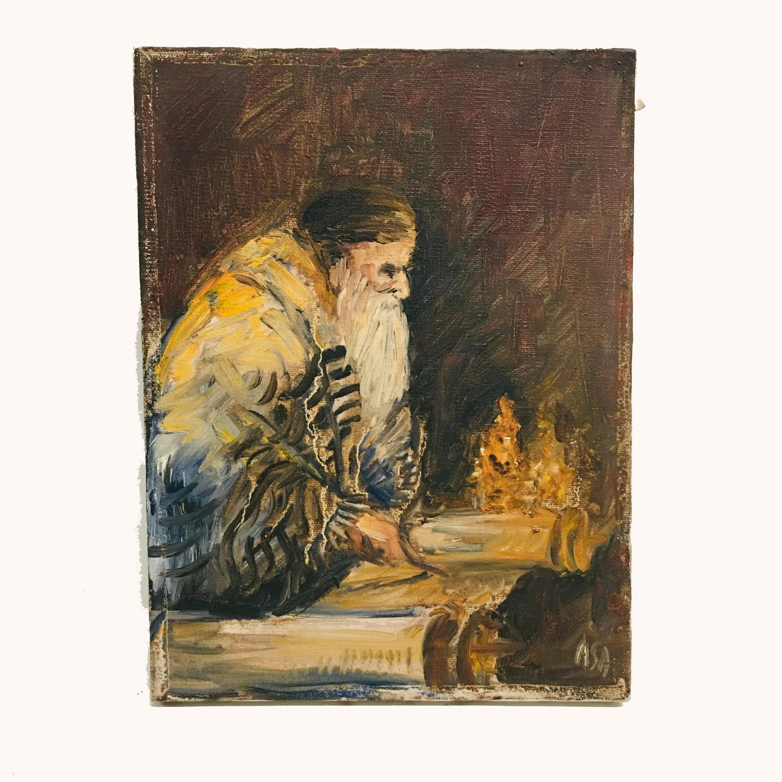 Late 19th Century "My Teacher" Abstract Figurative Oil Painting on Canvas - 4