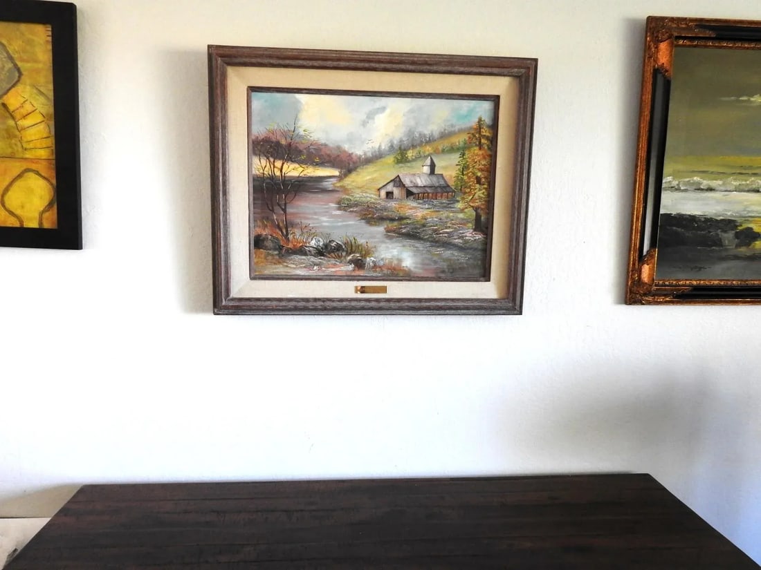 1970s Fall Countryside Landscape Painting by Sylvia Tyler, Framed - 2