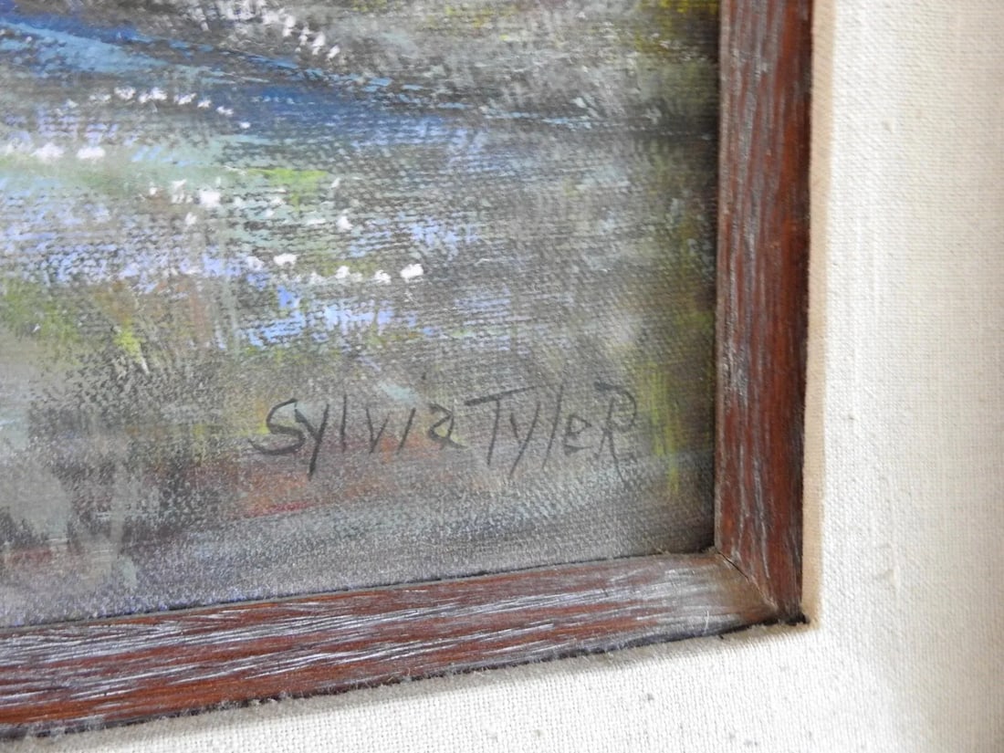 1970s Fall Countryside Landscape Painting by Sylvia Tyler, Framed - 4