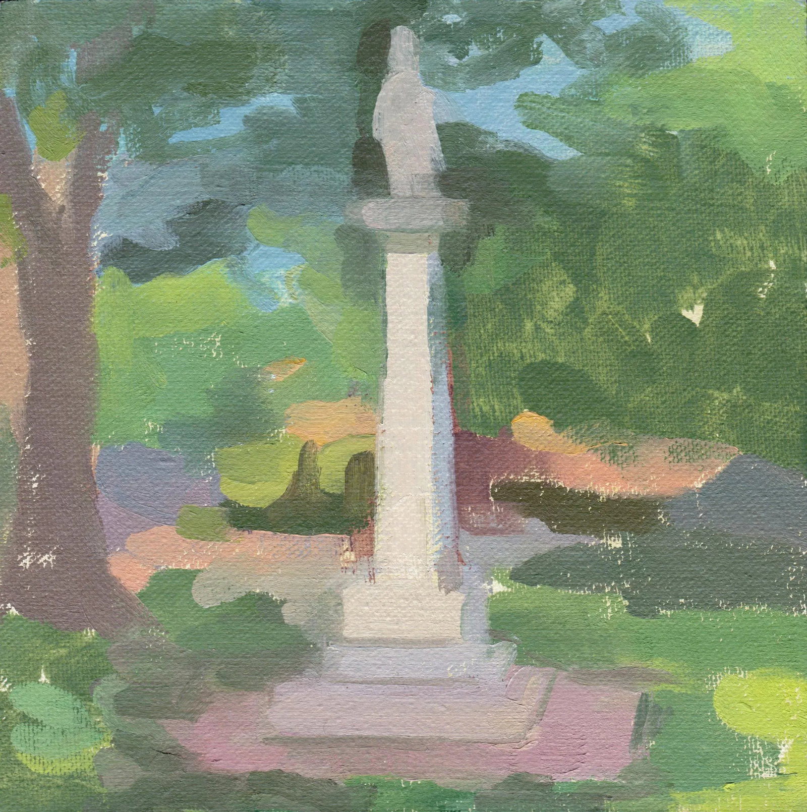 Statue in the Park Contemporary City Scene Oil Painting by Michelle Farro - 5