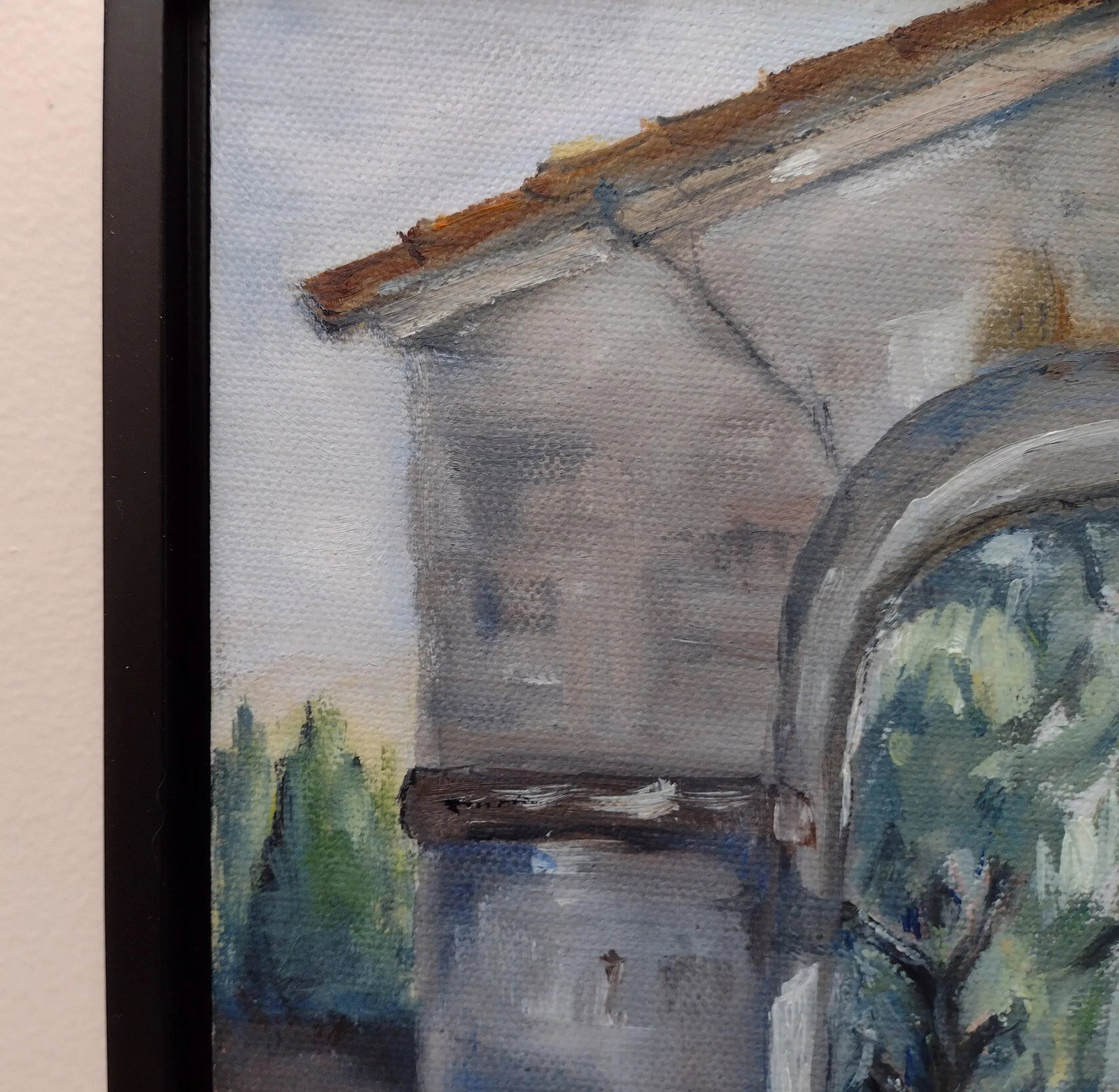 Mid 20th Century Impressionist Style Garden Scene with Grey Arch Oil Painting, Framed - 3