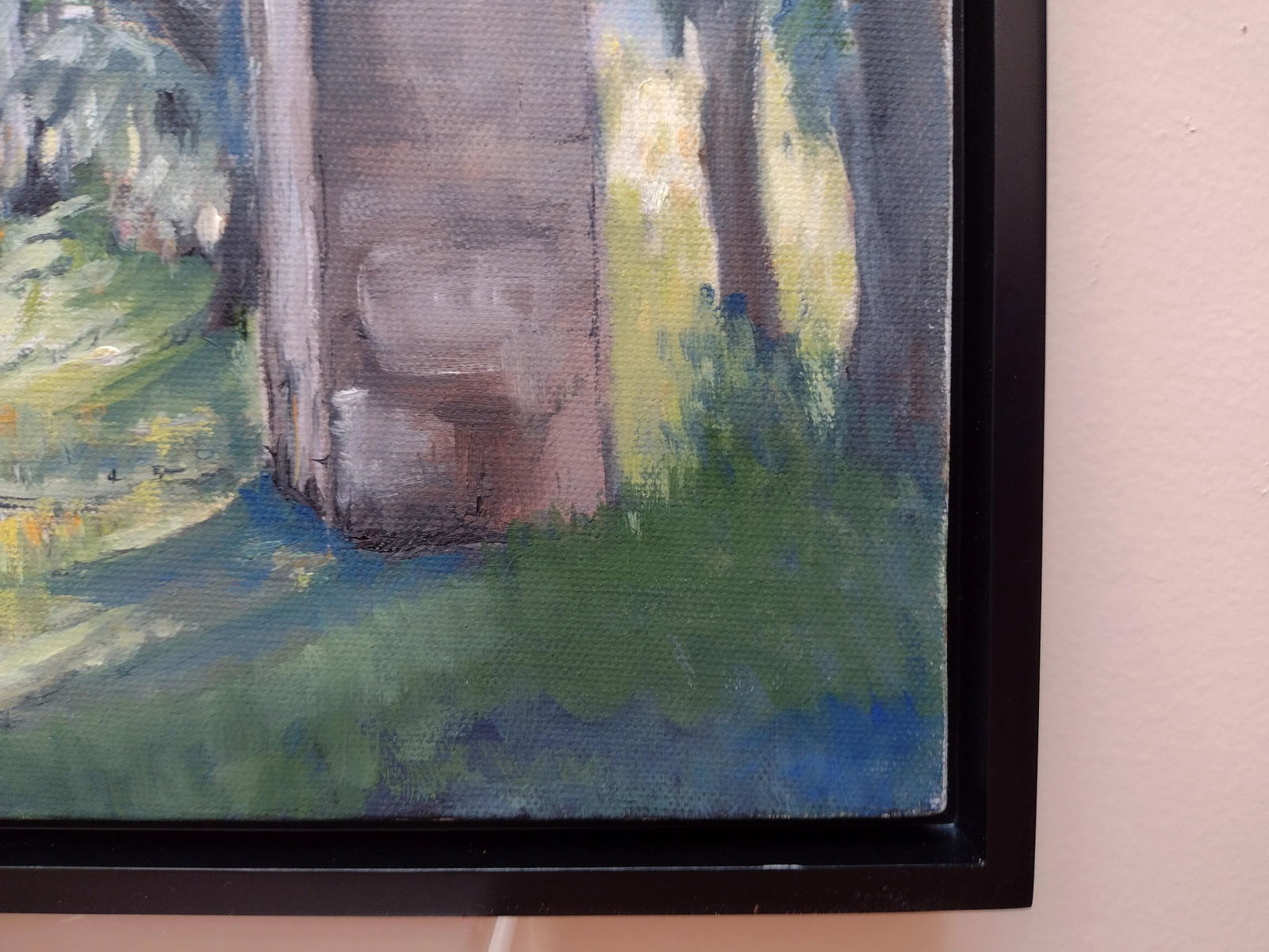 Mid 20th Century Impressionist Style Garden Scene with Grey Arch Oil Painting, Framed - 5