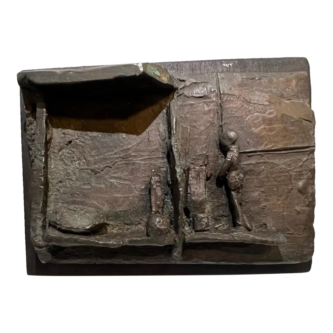 Midcentury, 1961, Bronze Plaque, Mounted on Wood (1 of 4)