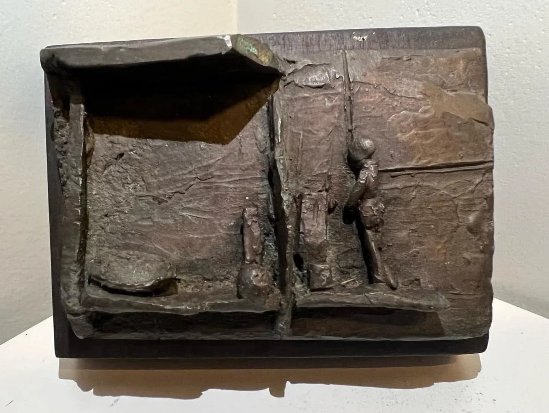 Midcentury, 1961, Bronze Plaque, Mounted on Wood - 4