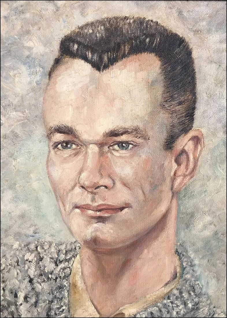 Jess Saunders Mid-Century Oil Painting Portrait of Charles Foster - 2