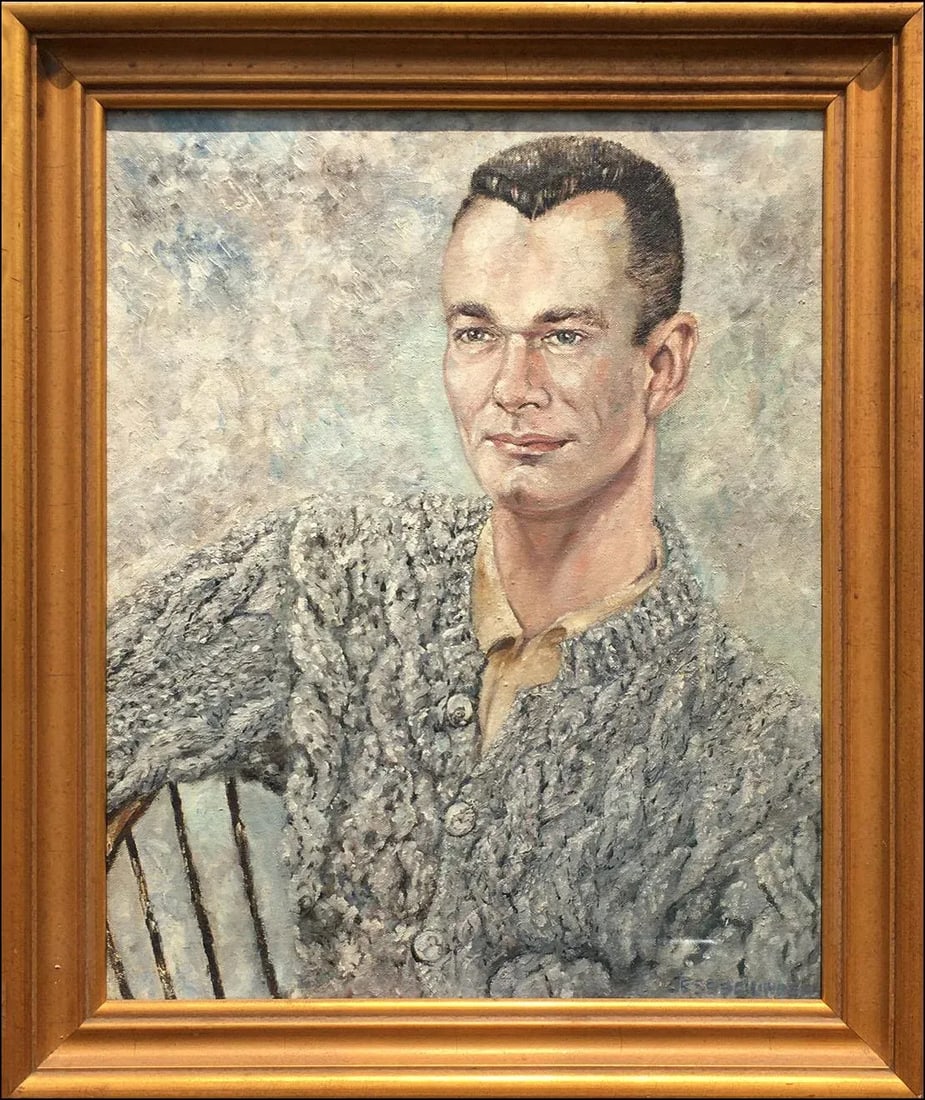 Jess Saunders Mid-Century Oil Painting Portrait of Charles Foster - 5