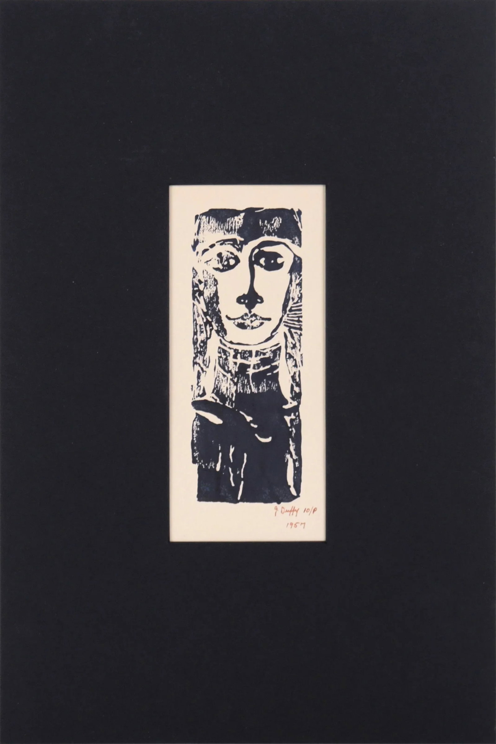 Mid 20th Century Woodblock Portrait of a Woman by J. Duffy - 2