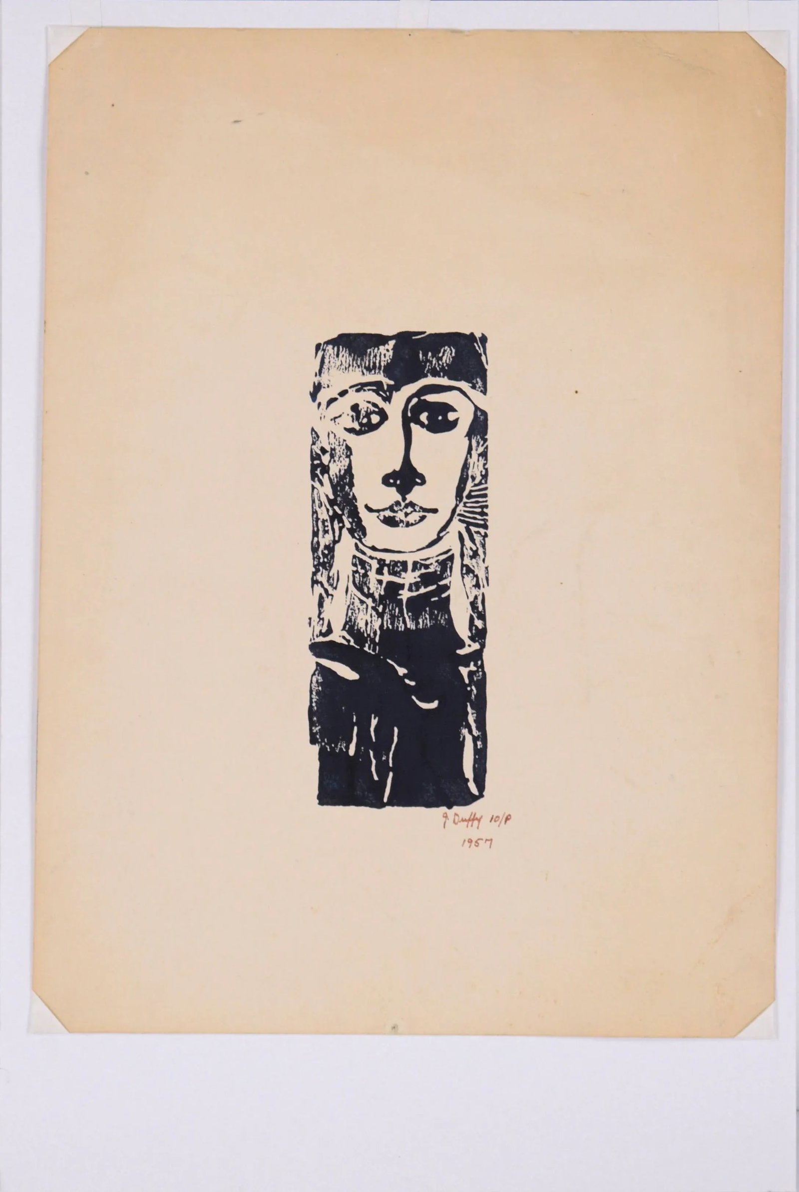 Mid 20th Century Woodblock Portrait of a Woman by J. Duffy - 3