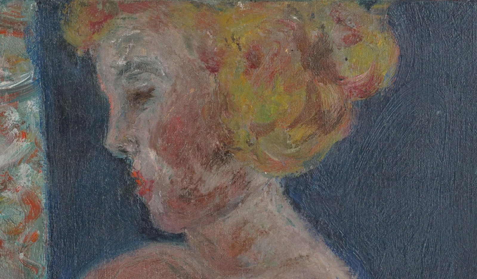 1960s Expressionist Figurative Nude Woman with Red Chair Oil Painting by Honora Berg - 9