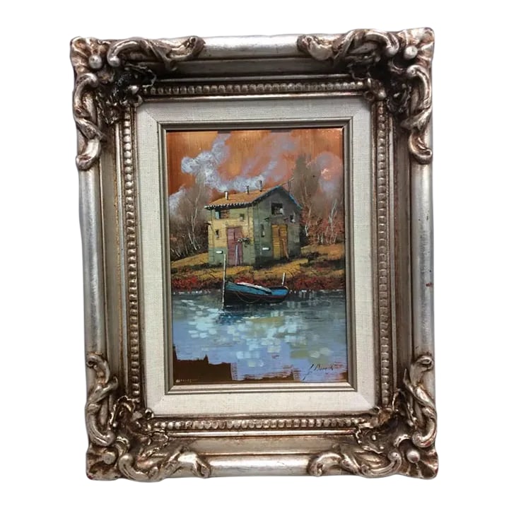 Original Painting on Silver by Italian Painter Guido Borelli: Stunning original painting and frame by artist Guido Borelli, an Italian painter. Condition: Alterations: Original Condition Unaltered Imperfections: Some Imperfections Condition Notes: Excellent