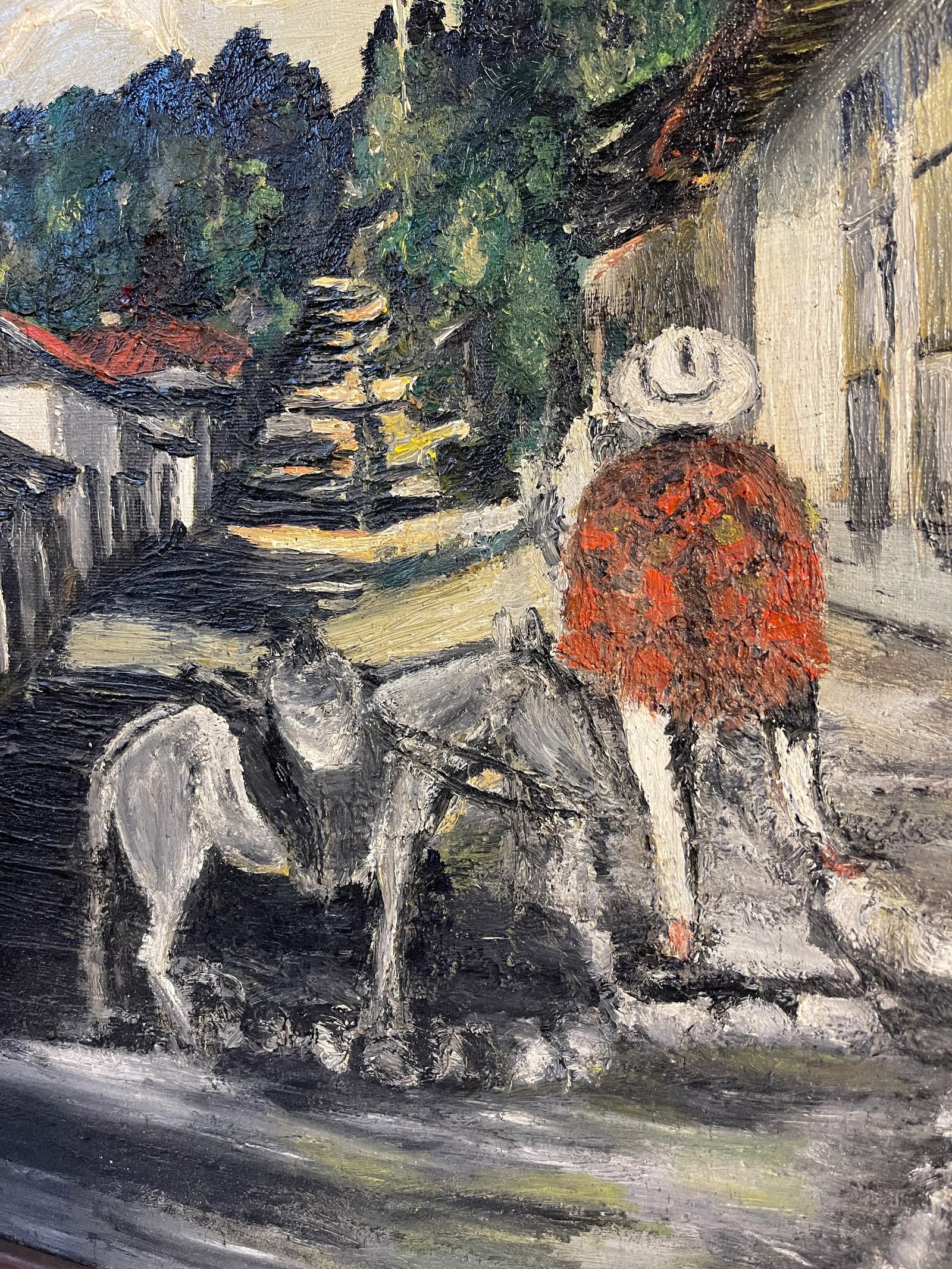 Early 20th Century "Man and His Mule" Oil Painting on Canvas, Framed - 2