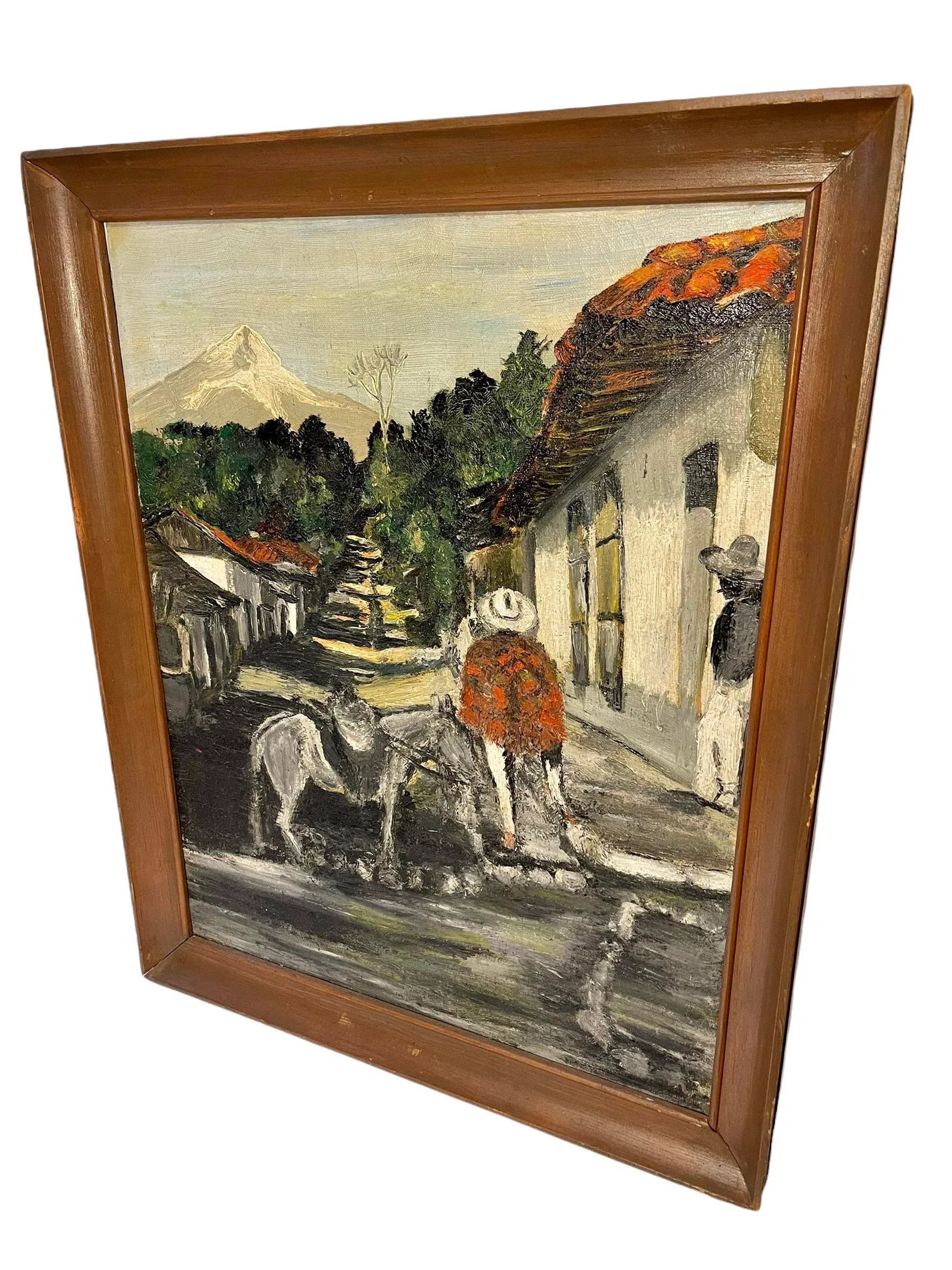 Early 20th Century "Man and His Mule" Oil Painting on Canvas, Framed - 4