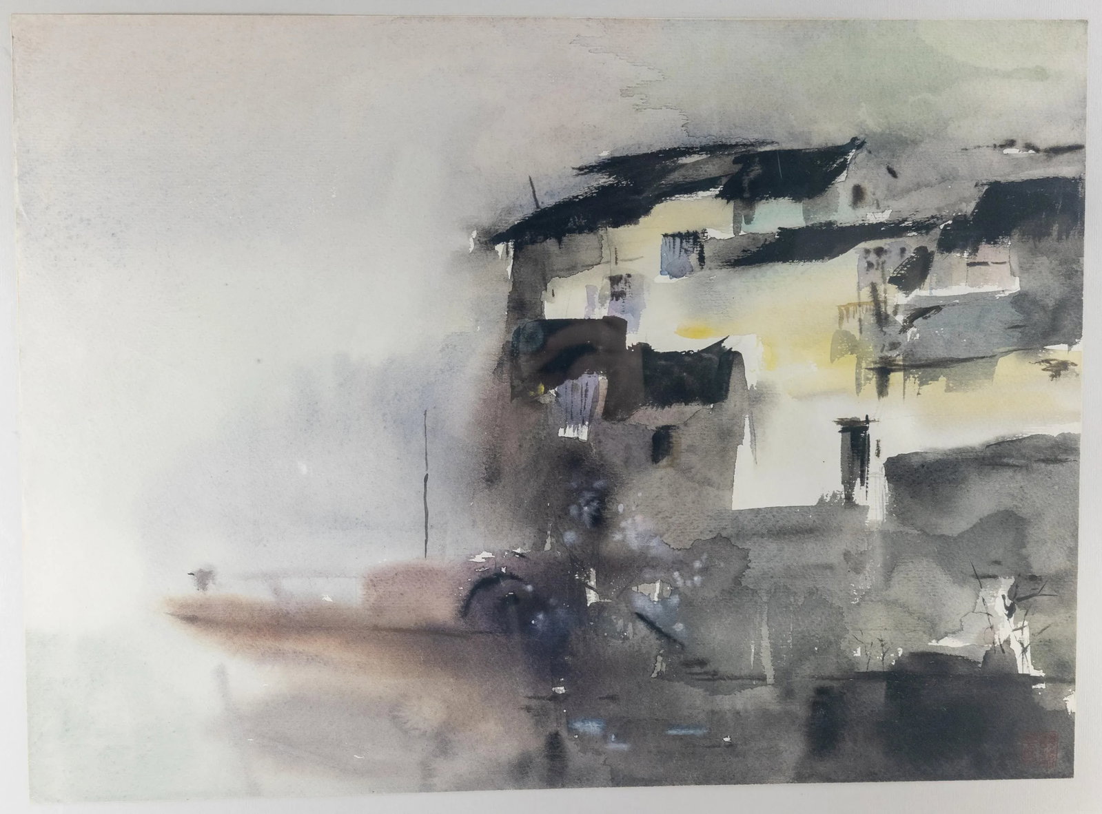 Chinese or South East Asian Watercolor Inkwash Painting - 4
