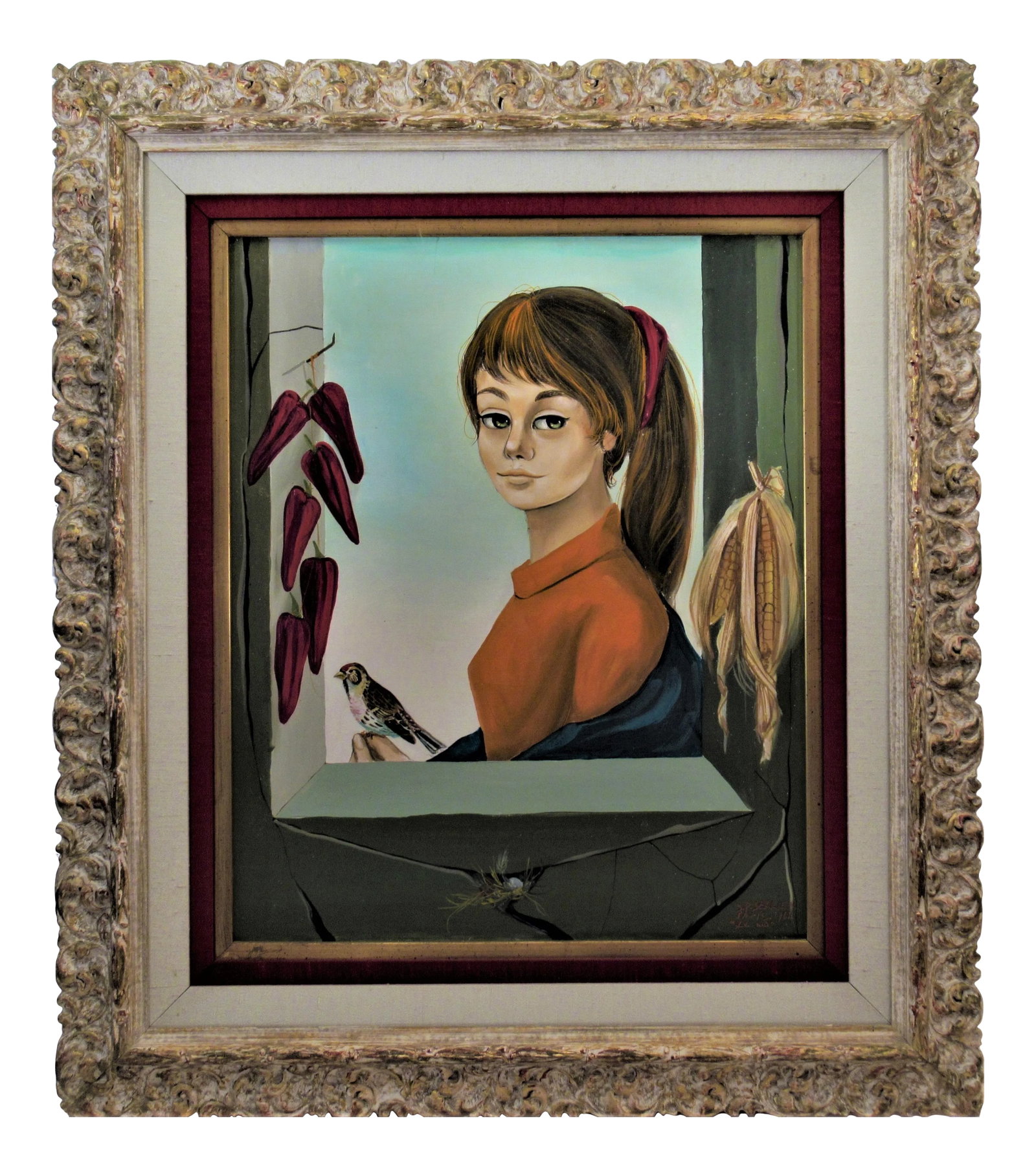 Jean Pierre Serrier, Le Nid (The Nest), 1962: This artwork "Le nid ( The Nest)" 1962 is an oil painting on canvas by renown French artist Jean Pierre Serrier, 1834-1989. It is signed, Titled, dated and inscribed "Paris" at the lower right corner