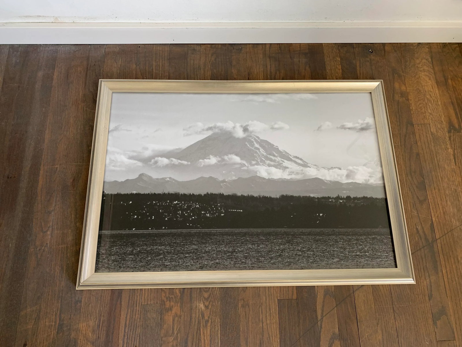Mt. Rainier Mountain Landscape Black and White Photograph, Framed - 2