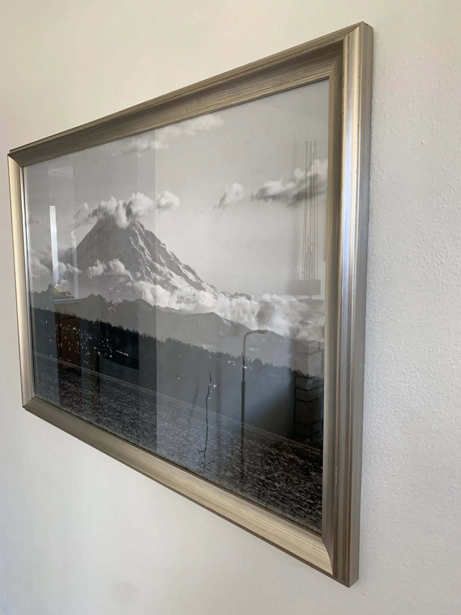 Mt. Rainier Mountain Landscape Black and White Photograph, Framed - 3
