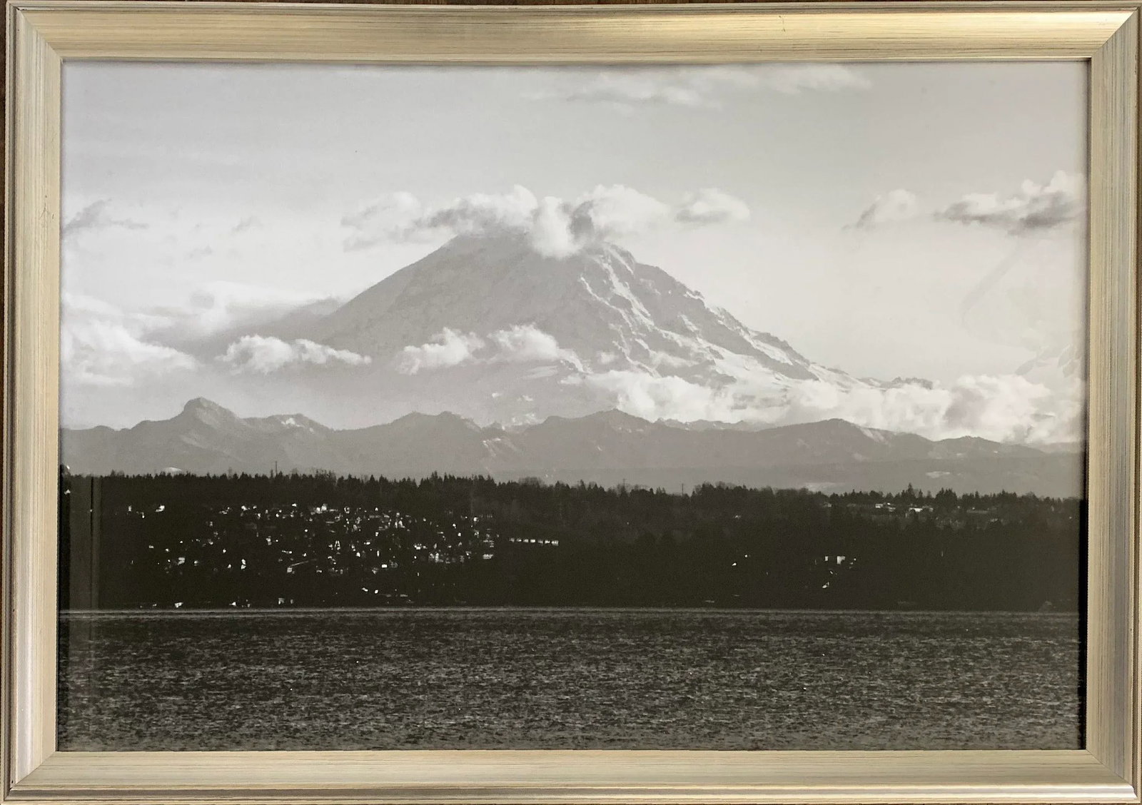 Mt. Rainier Mountain Landscape Black and White Photograph, Framed - 5