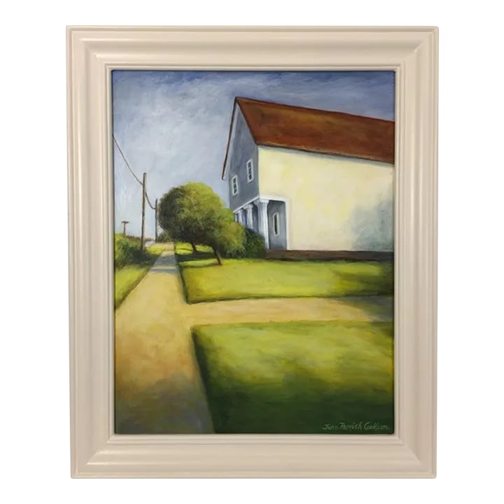 Original Landscape Painting "Sunlit": From Bell & Finch Studio Shop, here is an original painting by artist/shop owner June Parrish Cookson. This scene titled "Sunlit" is from a series depicting various areas discovered where the artist