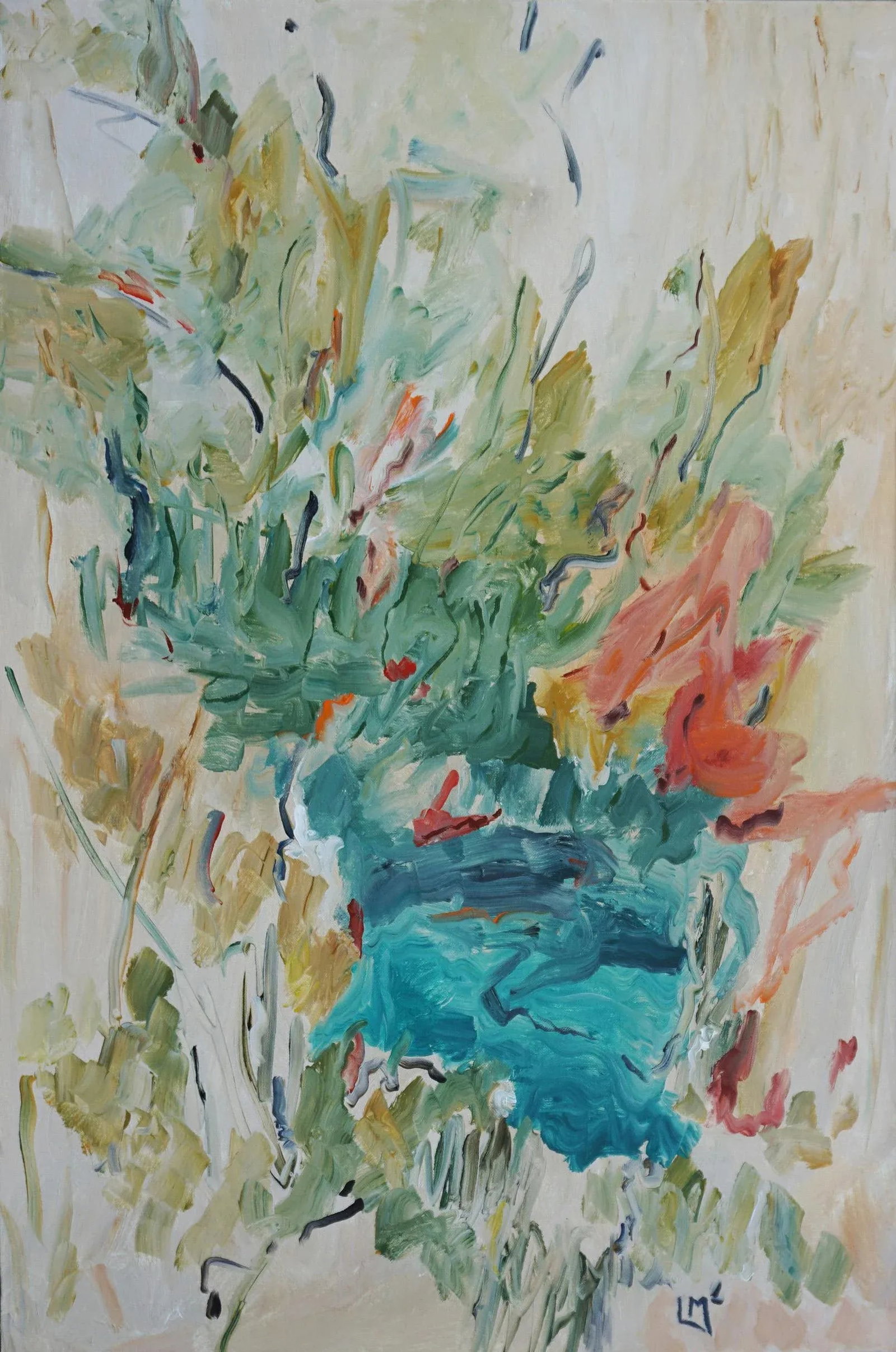 Picnic Abstract Acrylic Painting by Laurie MacMillan, Framed - 2