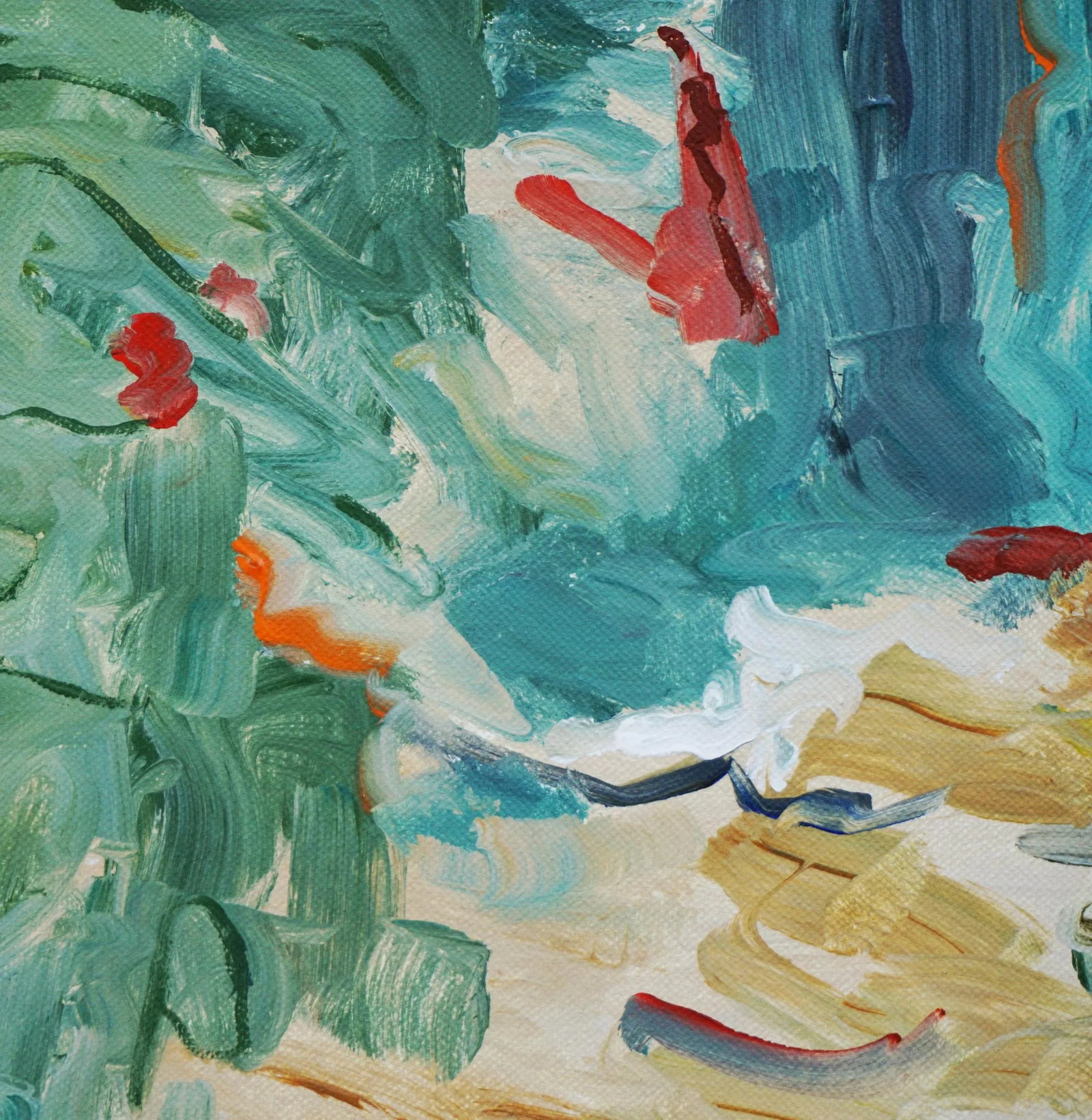 Picnic Abstract Acrylic Painting by Laurie MacMillan, Framed - 4