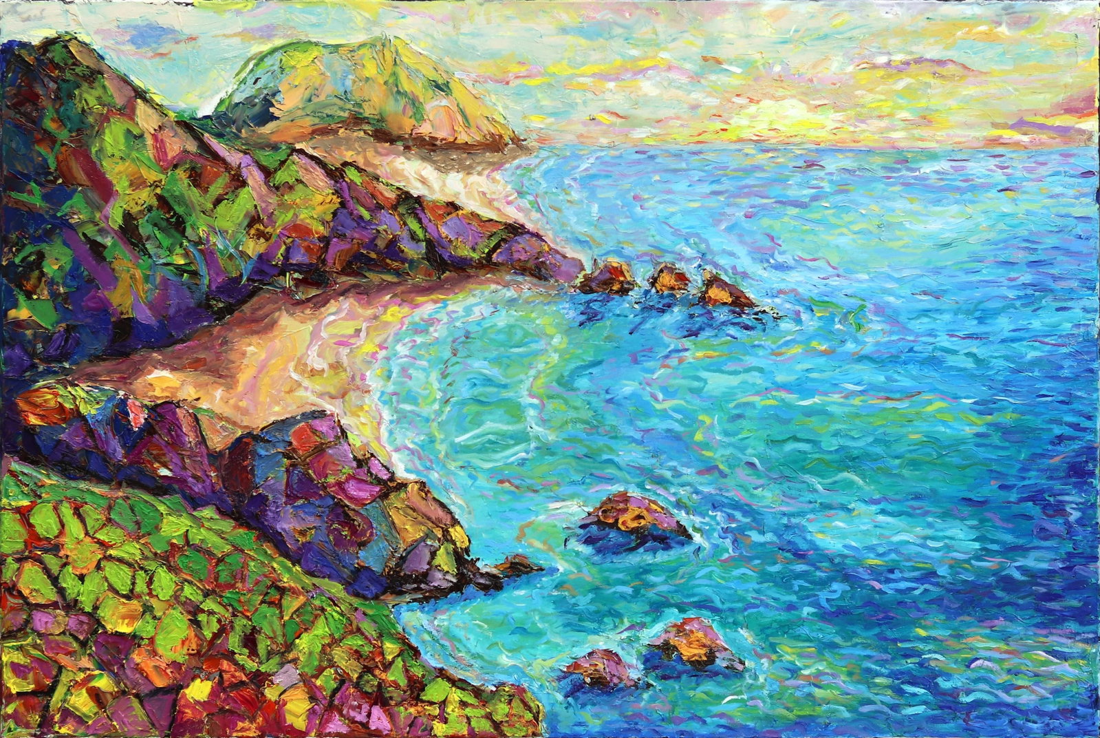 Original Blue Coastal Landscape Impressionist "Intangible Happiness" Artwork by Katharina Husslein - 11