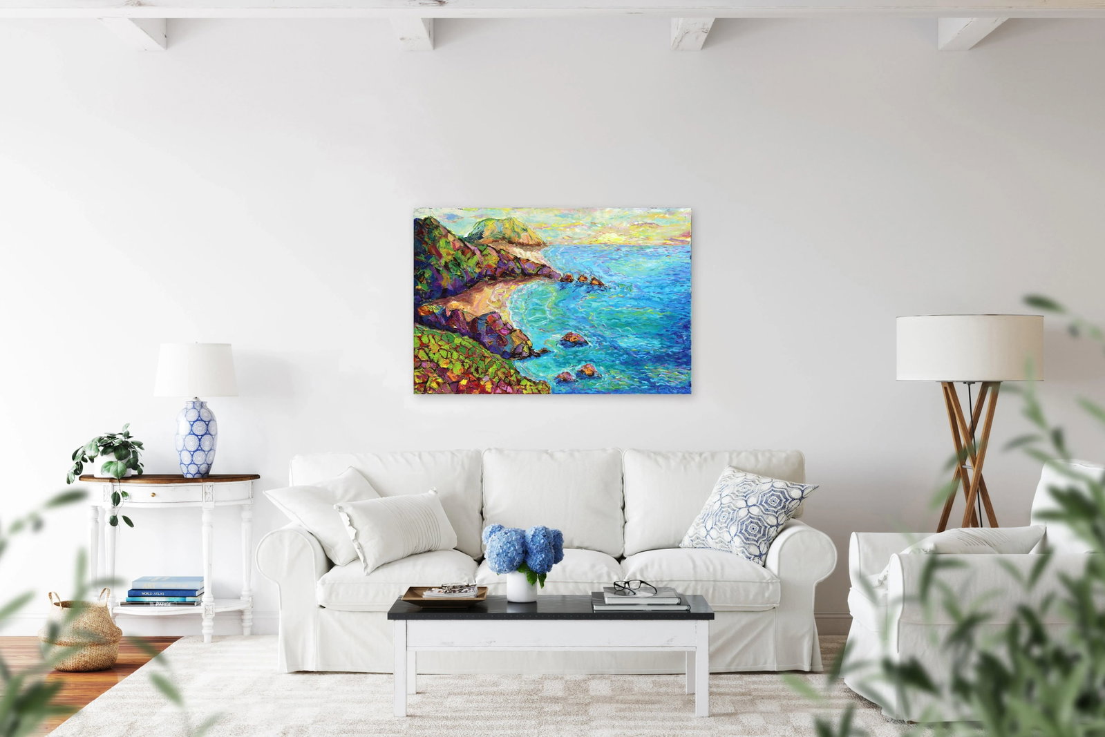 Original Blue Coastal Landscape Impressionist "Intangible Happiness" Artwork by Katharina Husslein - 8