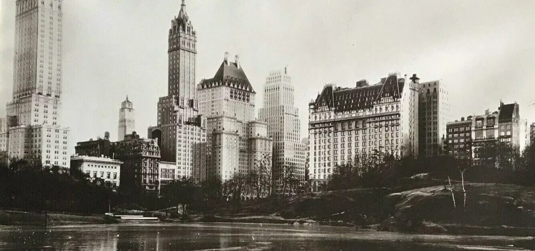 Vintage 1930s Nyc Gelatin Silver Photograph of Central Park Pond & Park Plaza Hotel - 6