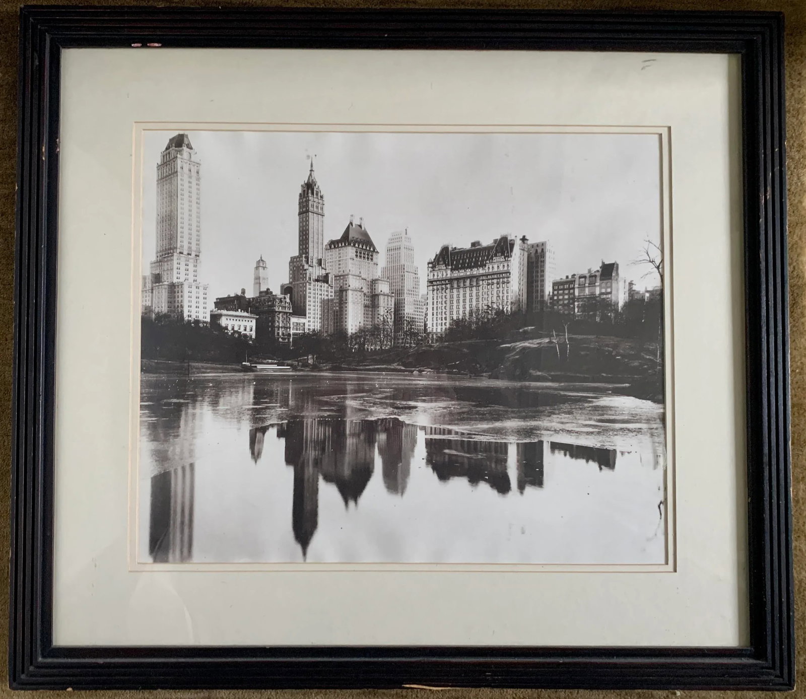 Vintage 1930s Nyc Gelatin Silver Photograph of Central Park Pond & Park Plaza Hotel - 9