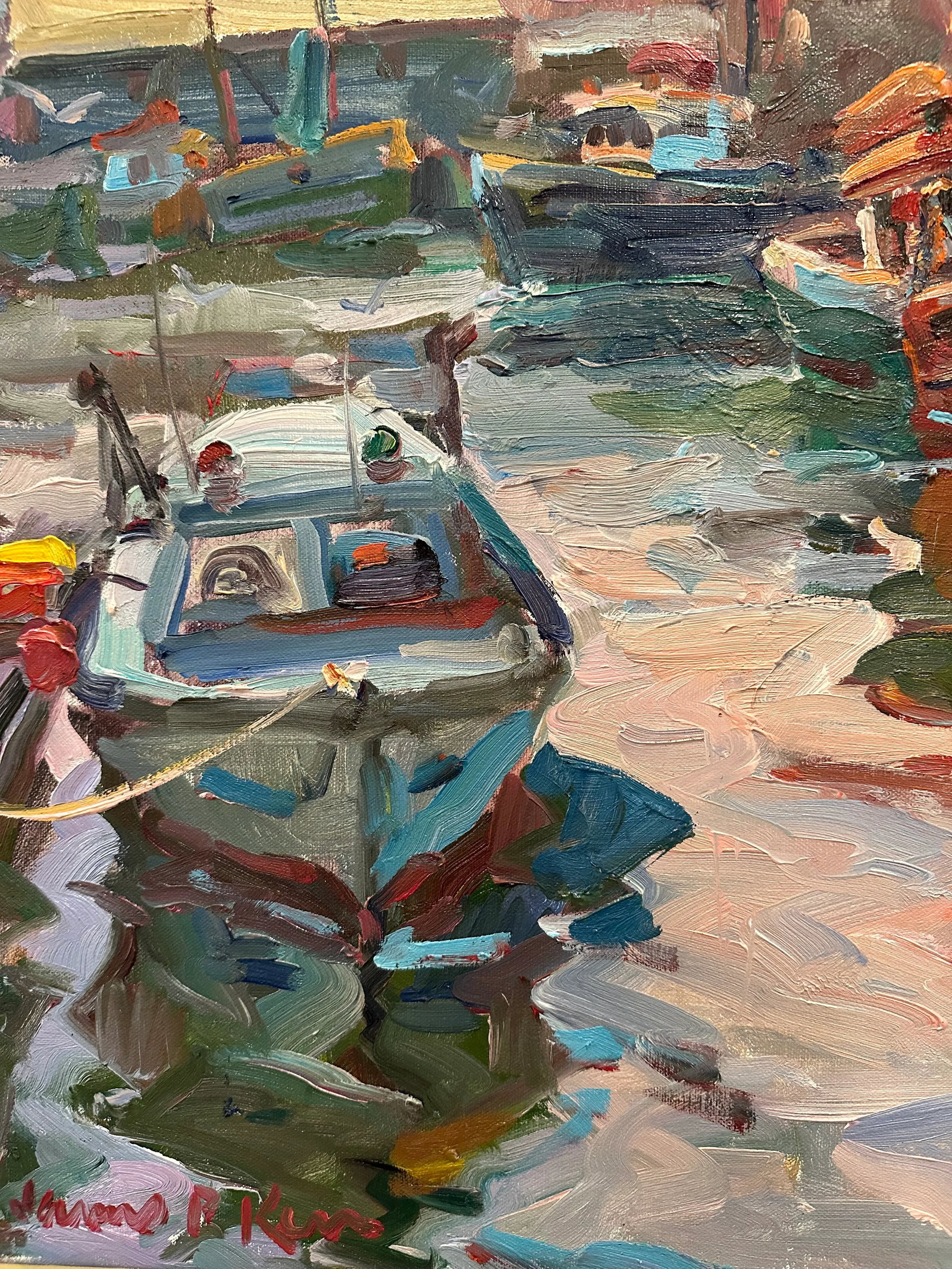 Gloucester Wharf Impressionist Landscape Oil Painting by James P. Kerr - 2