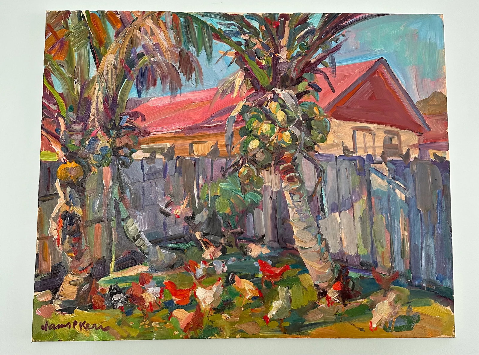 Backyard Coconuts Impressionist Landscape Oil Painting by James P. Kerr - 6