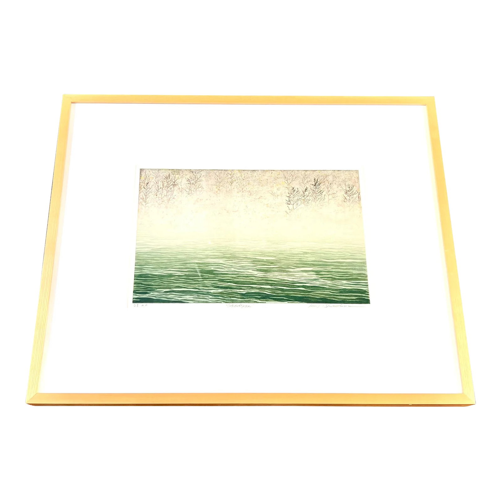 Keiji Shinohara "Anodyne" Framed Color Woodblock Print Signed Artist's Proof: Framed and signed artist's proof measuring 22" x 26". Actual print measures 10 3/4" x 15 3/4". Shinohara is a renowned printmaker who specializes in nature based abstractions. This print dates to