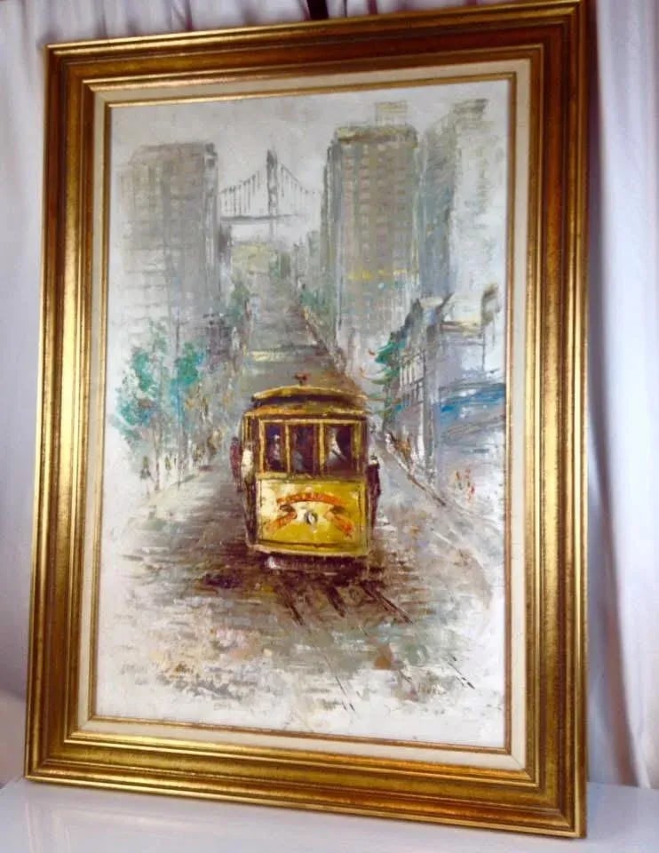 Parker Oil on Canvas Mid Century Modern Haight Asbury Summer of Love San Francisco Oil on Canvas Str - 3