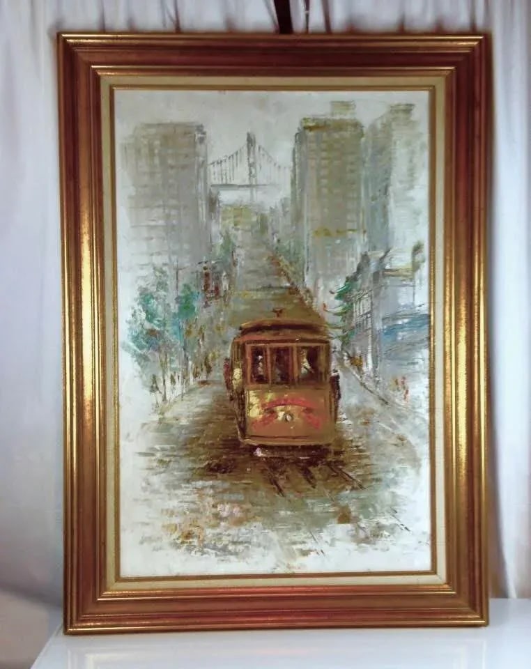 Parker Oil on Canvas Mid Century Modern Haight Asbury Summer of Love San Francisco Oil on Canvas Str - 6