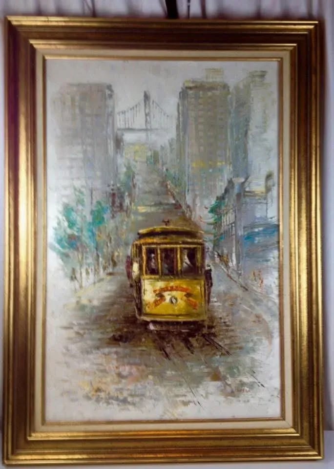 Parker Oil on Canvas Mid Century Modern Haight Asbury Summer of Love San Francisco Oil on Canvas Str - 7