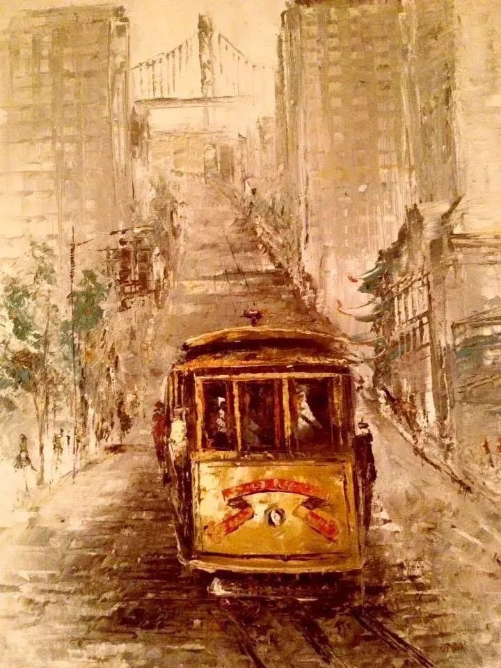 Parker Oil on Canvas Mid Century Modern Haight Asbury Summer of Love San Francisco Oil on Canvas Str - 9