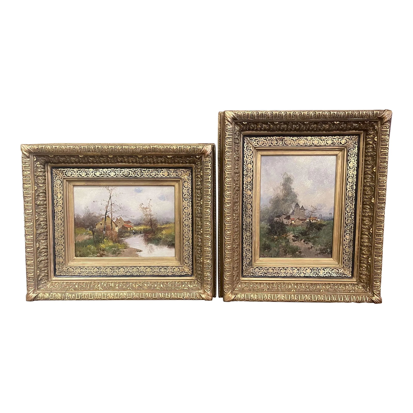 19th Century Landscapes Paintings Signed Dupuy for E. Galien-Laloue, Set of Two (1 of 13)