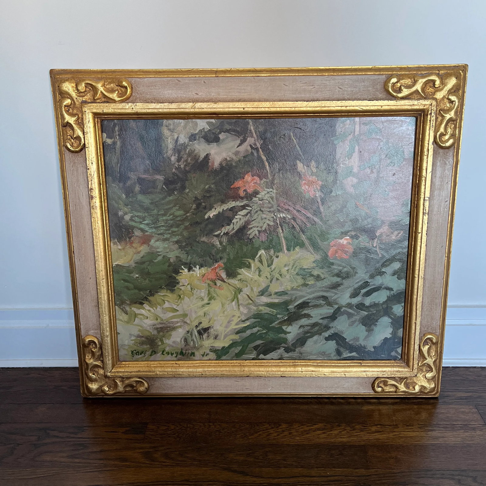 Carl D. Laughlin Jr. Oil on Board Stunning Rare Bucks County Pa Landscape Framed Signed Original - 12