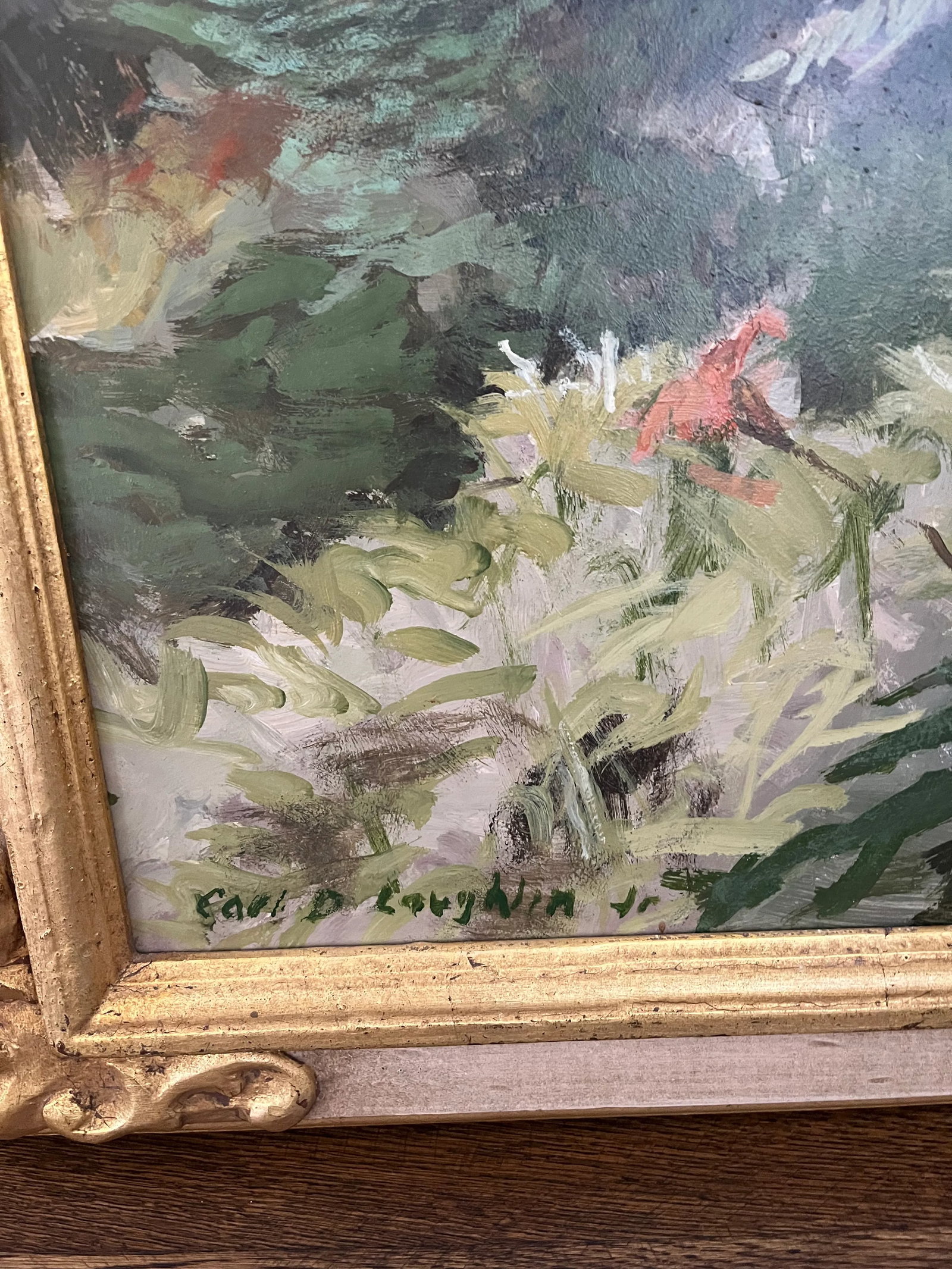 Carl D. Laughlin Jr. Oil on Board Stunning Rare Bucks County Pa Landscape Framed Signed Original - 7