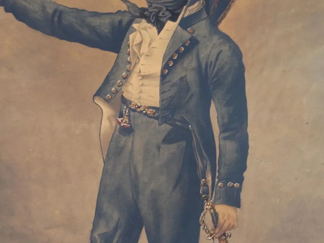 Denis Dighton (1792 - 8 August 1827) British Naval Officer in Blue Short Coat Watercolor - 5