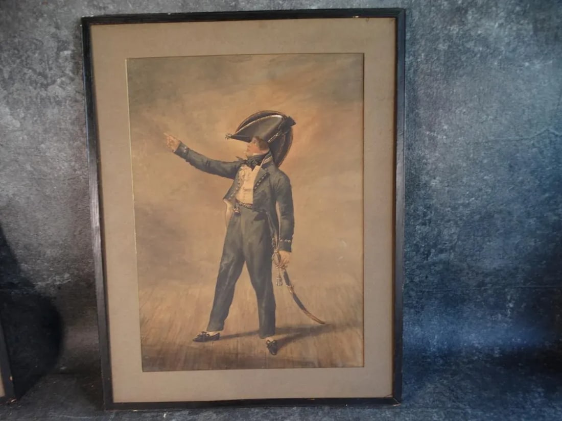 Denis Dighton (1792 - 8 August 1827) British Naval Officer in Blue Short Coat Watercolor - 9